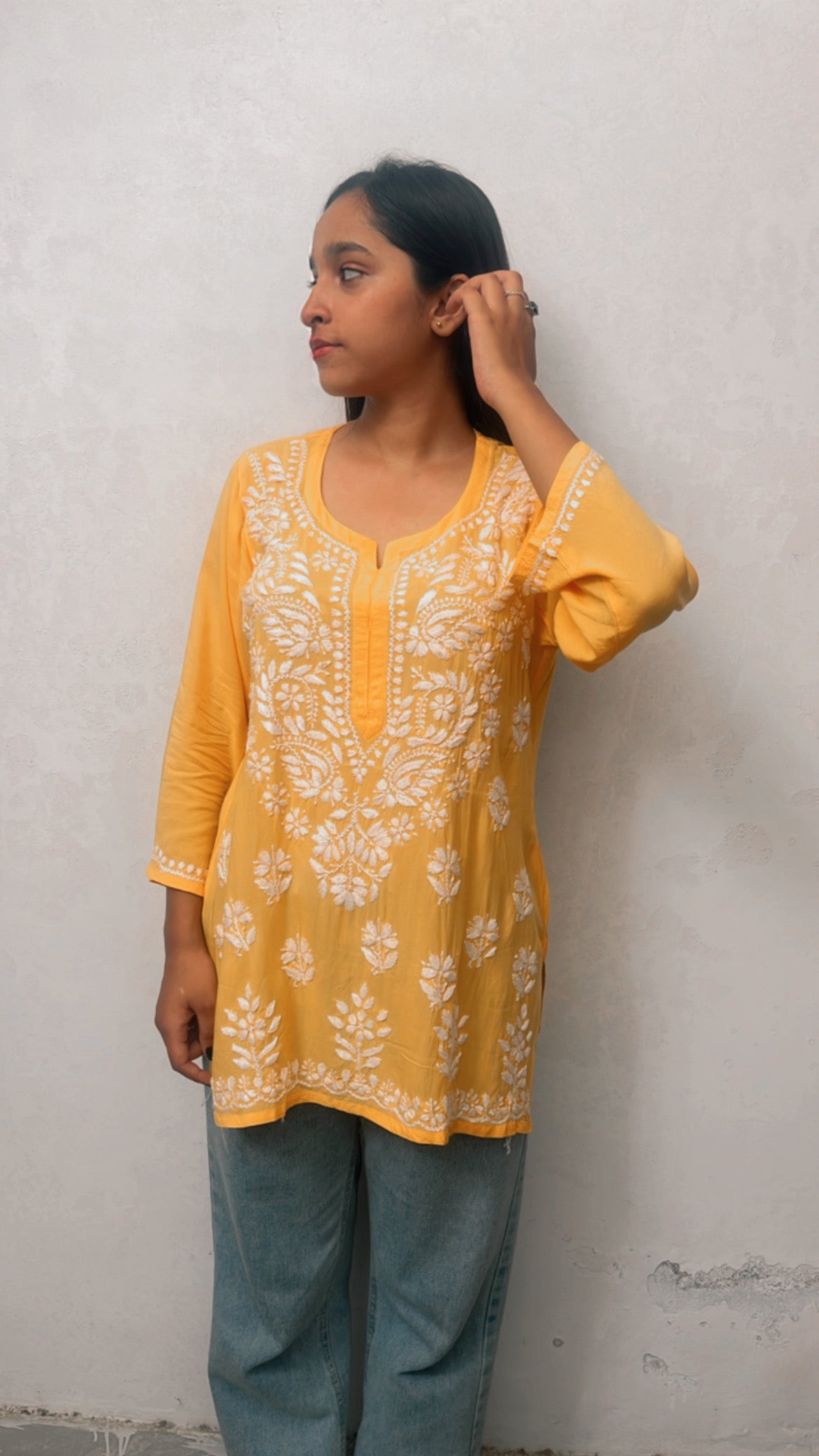 Noor Hand Embroidered Luckhnavi Short Kurti