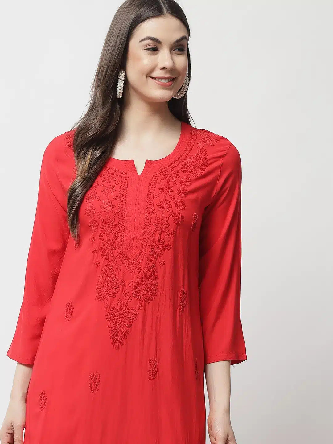 Auric Red Chikankari Combo