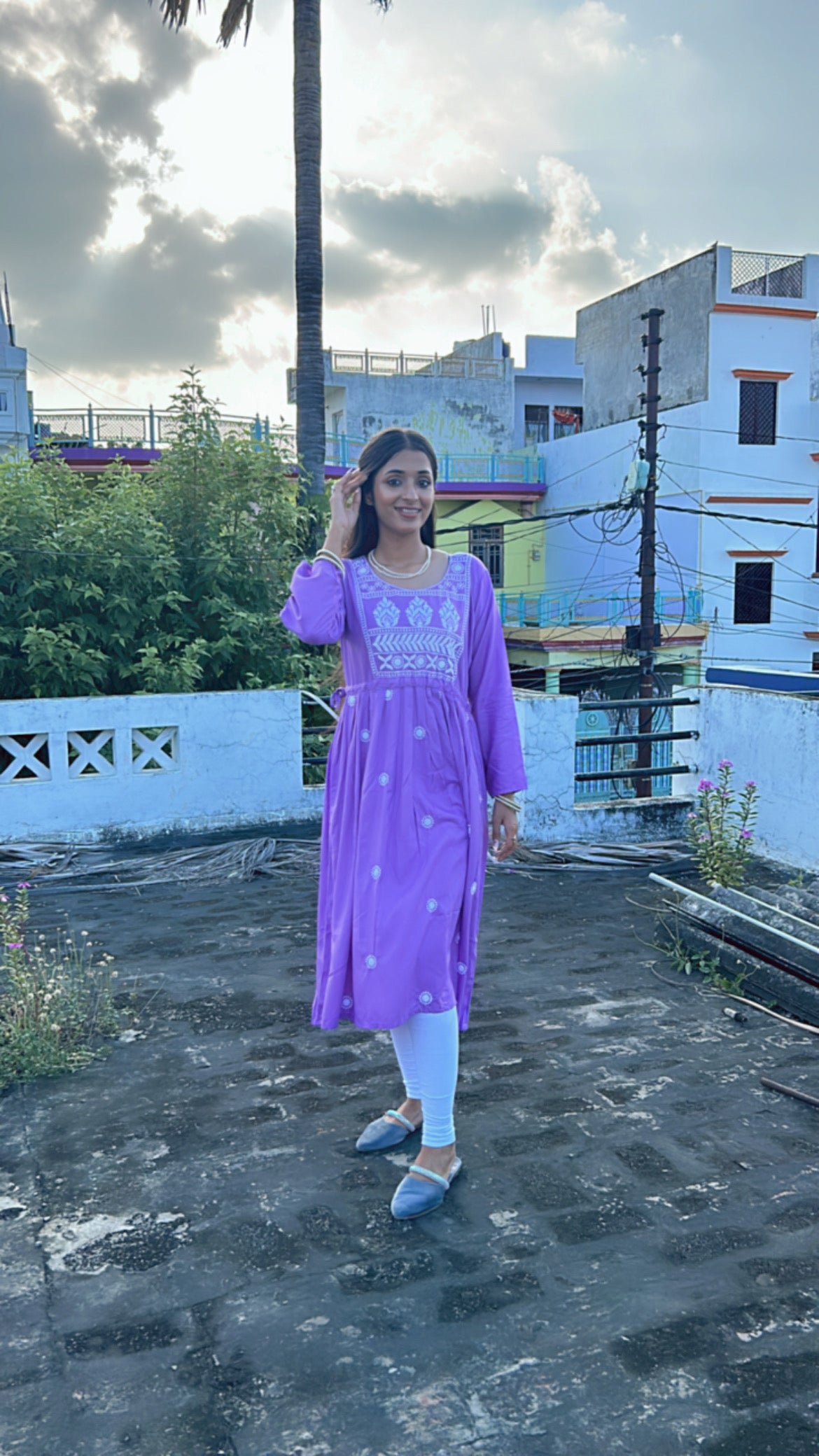 Purple Hoor Chikankari