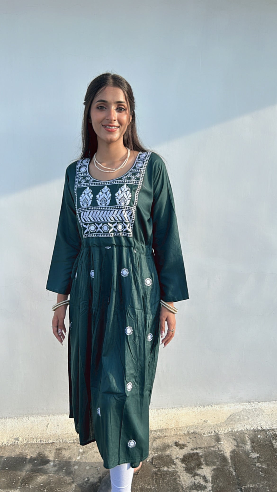 Green Hoor Chikankari Anarkali