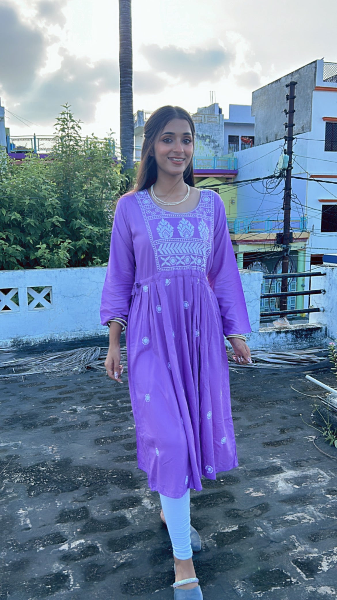 Purple Hoor Chikankari