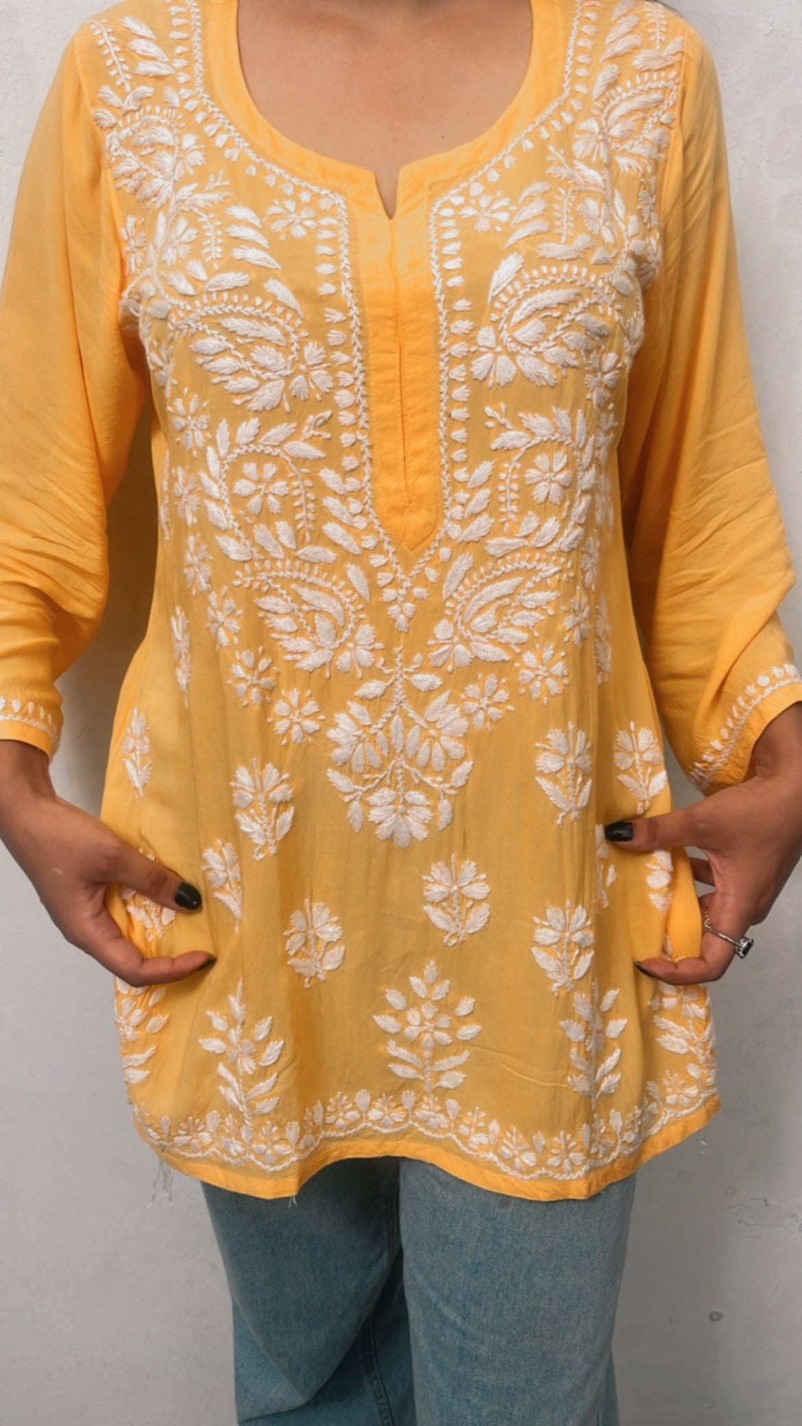 Noor Hand Embroidered Luckhnavi Short Kurti