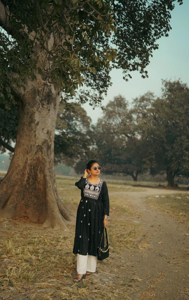 Black Hoor Chikankari Anarkali