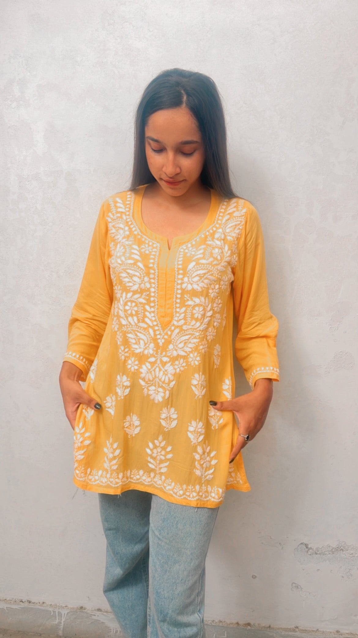 Noor Hand Embroidered Luckhnavi Short Kurti