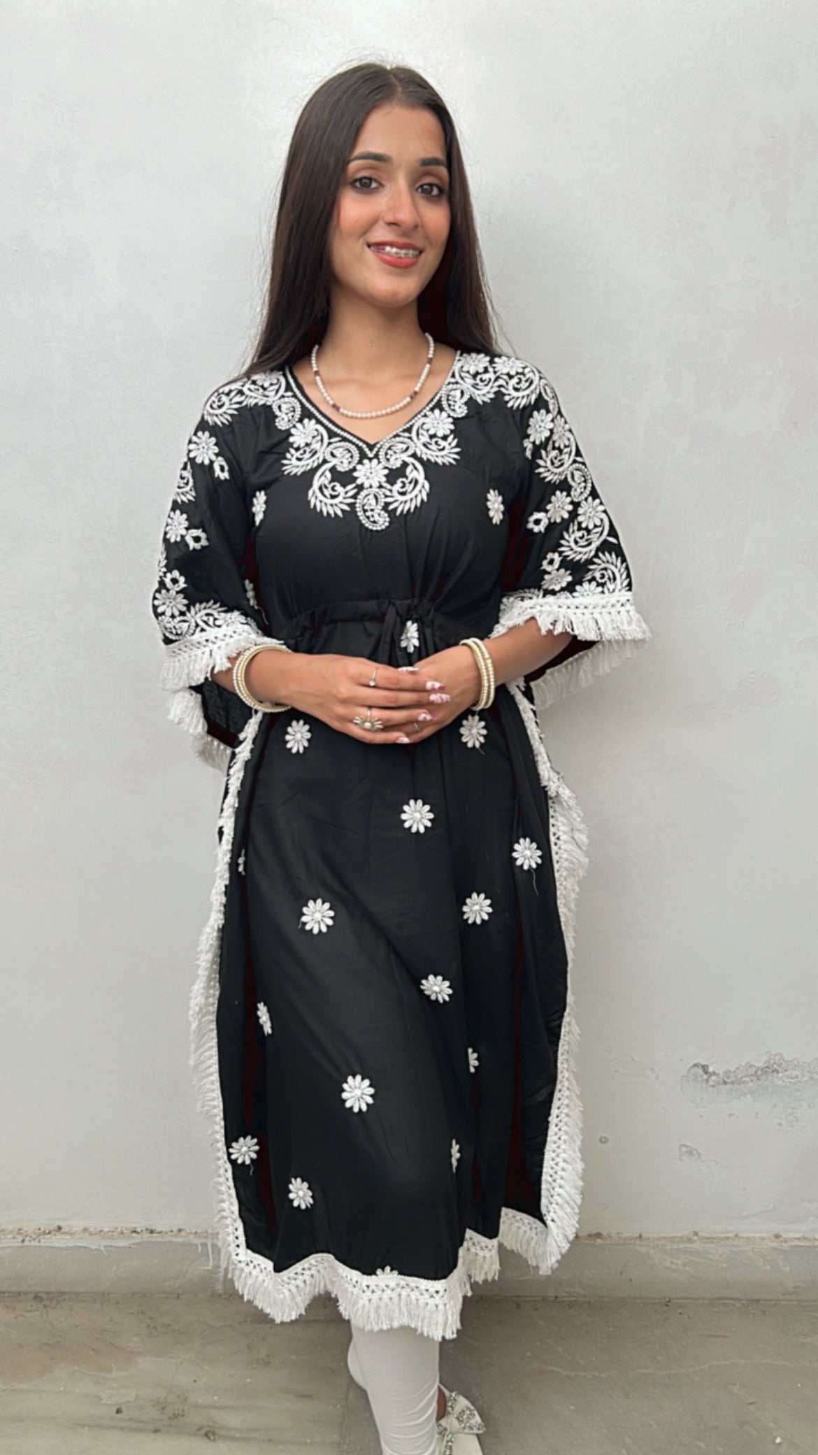 Sarvari Chikankari Kaftan