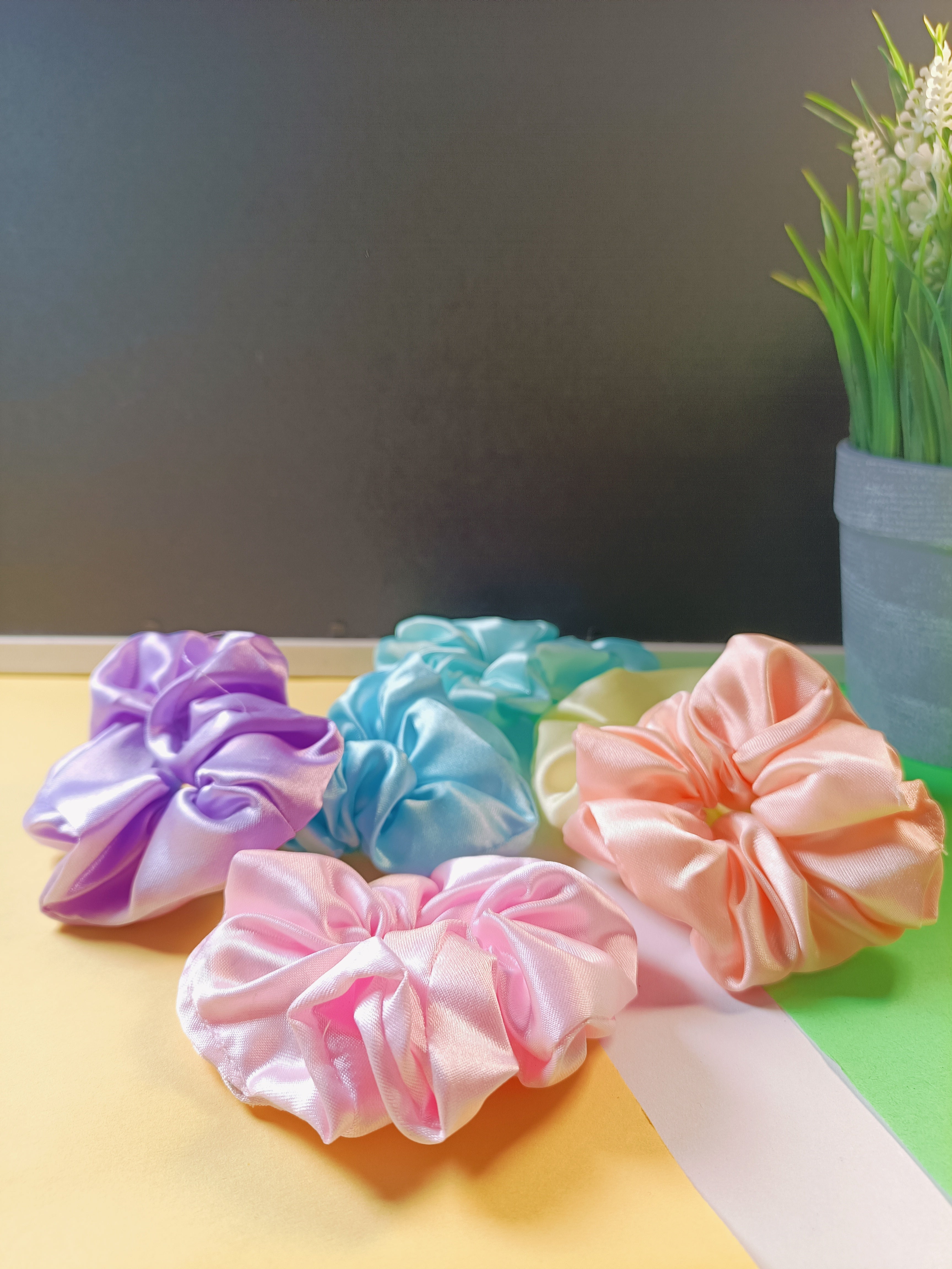 Silk Scrunchies - Set Of 6