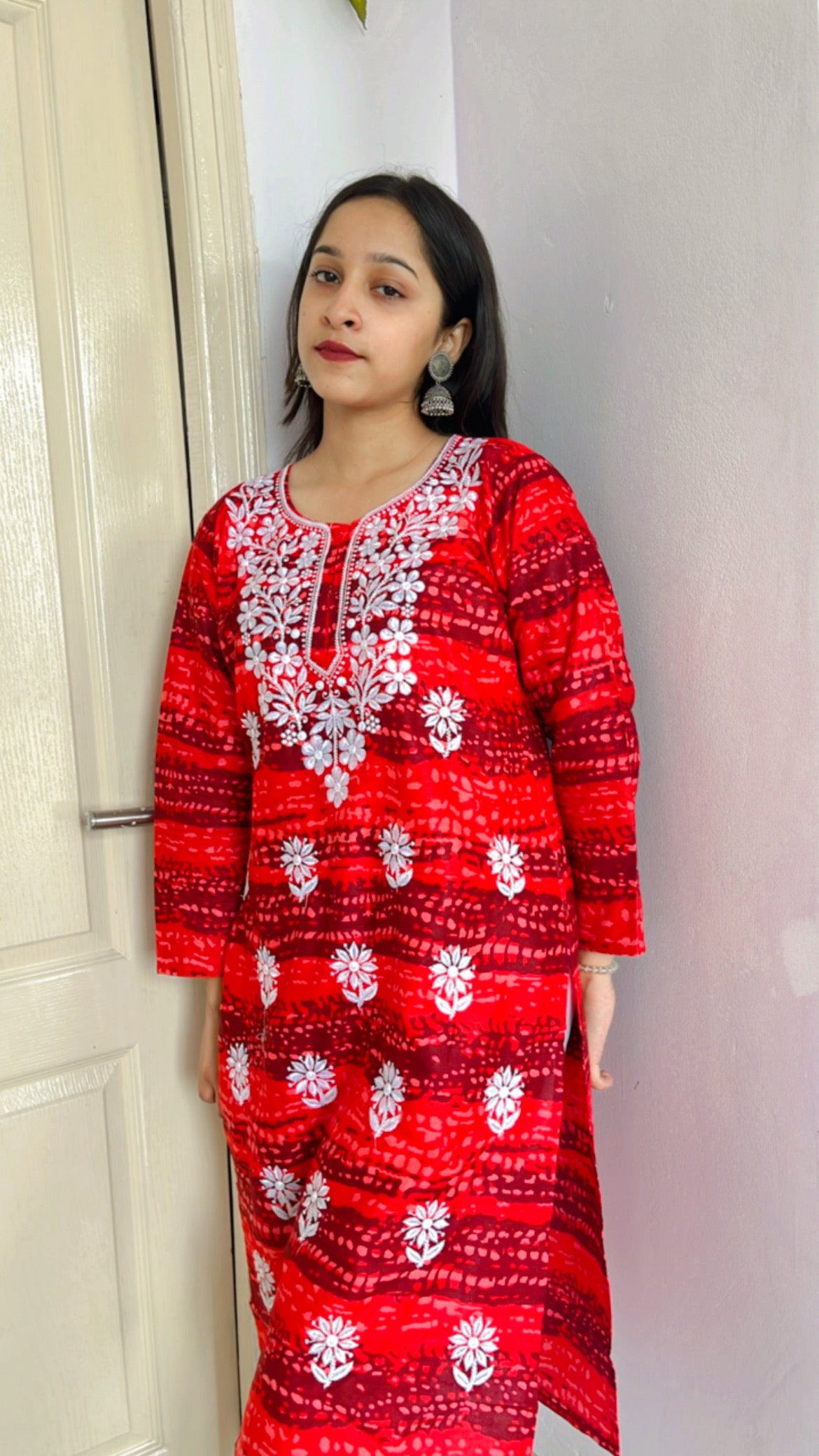 Cardinal Printed Chikankari Kurti