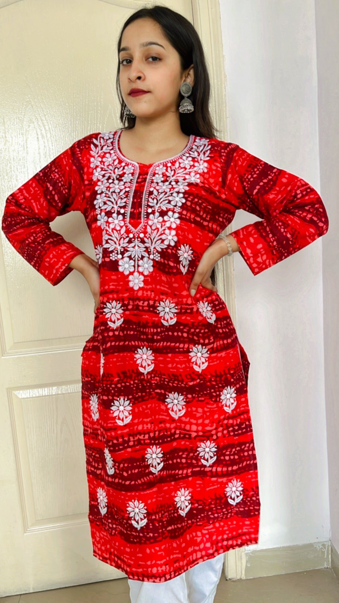 Cardinal Printed Chikankari Kurti