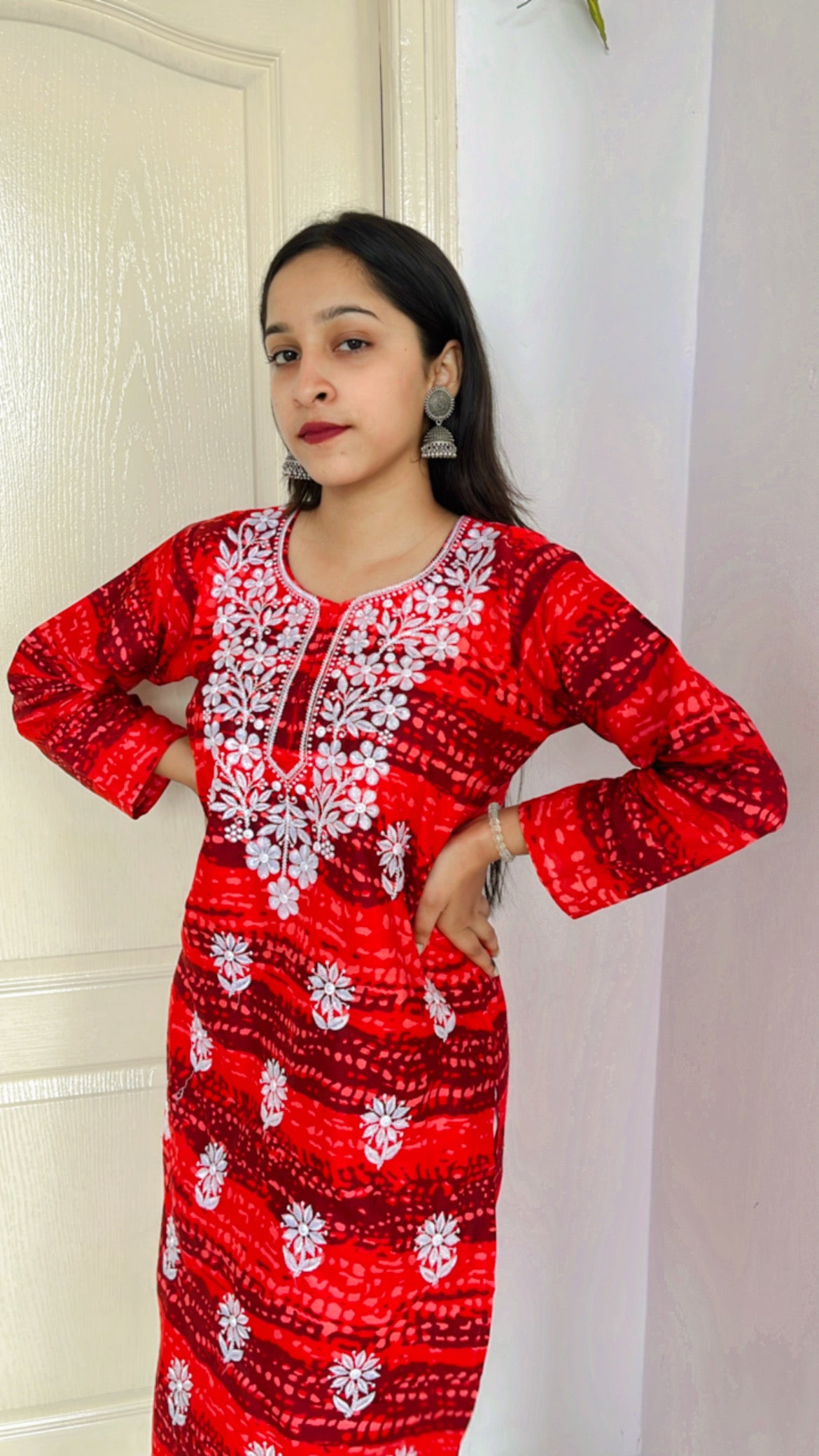 Cardinal Printed Chikankari Kurti