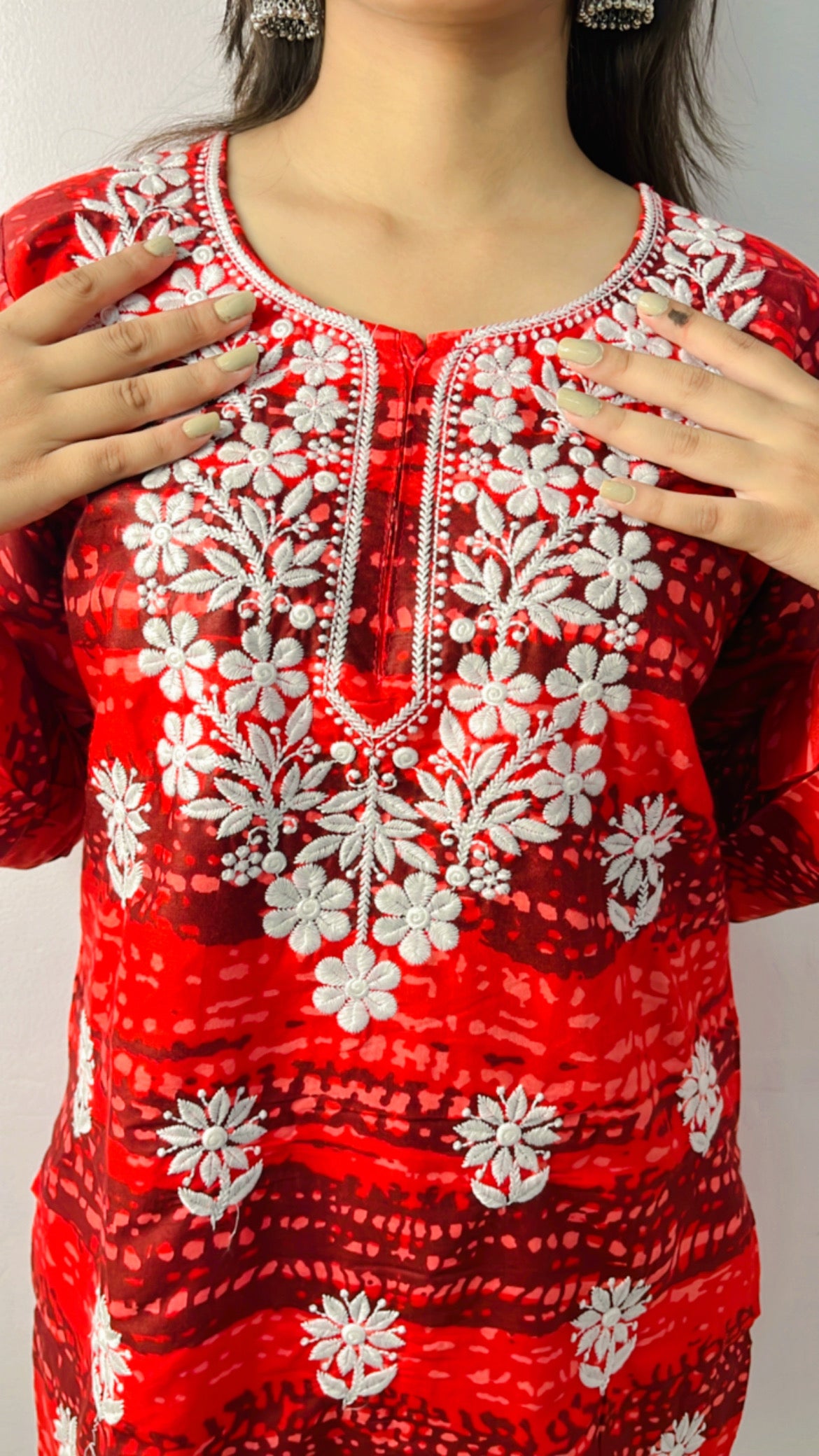 Cardinal Printed Chikankari Kurti