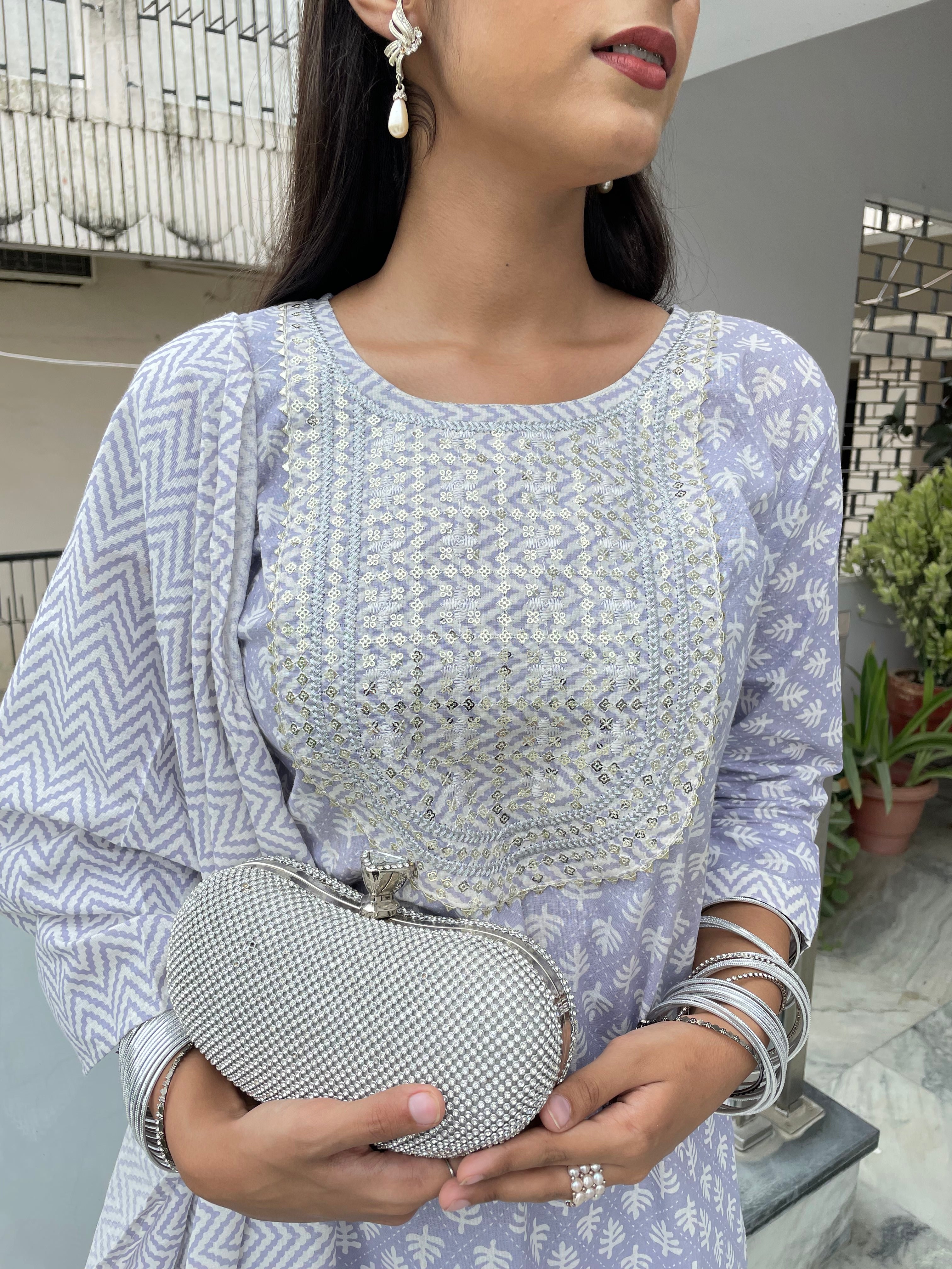 SARAH VISCOSE CHIKANKARI KURTA SET