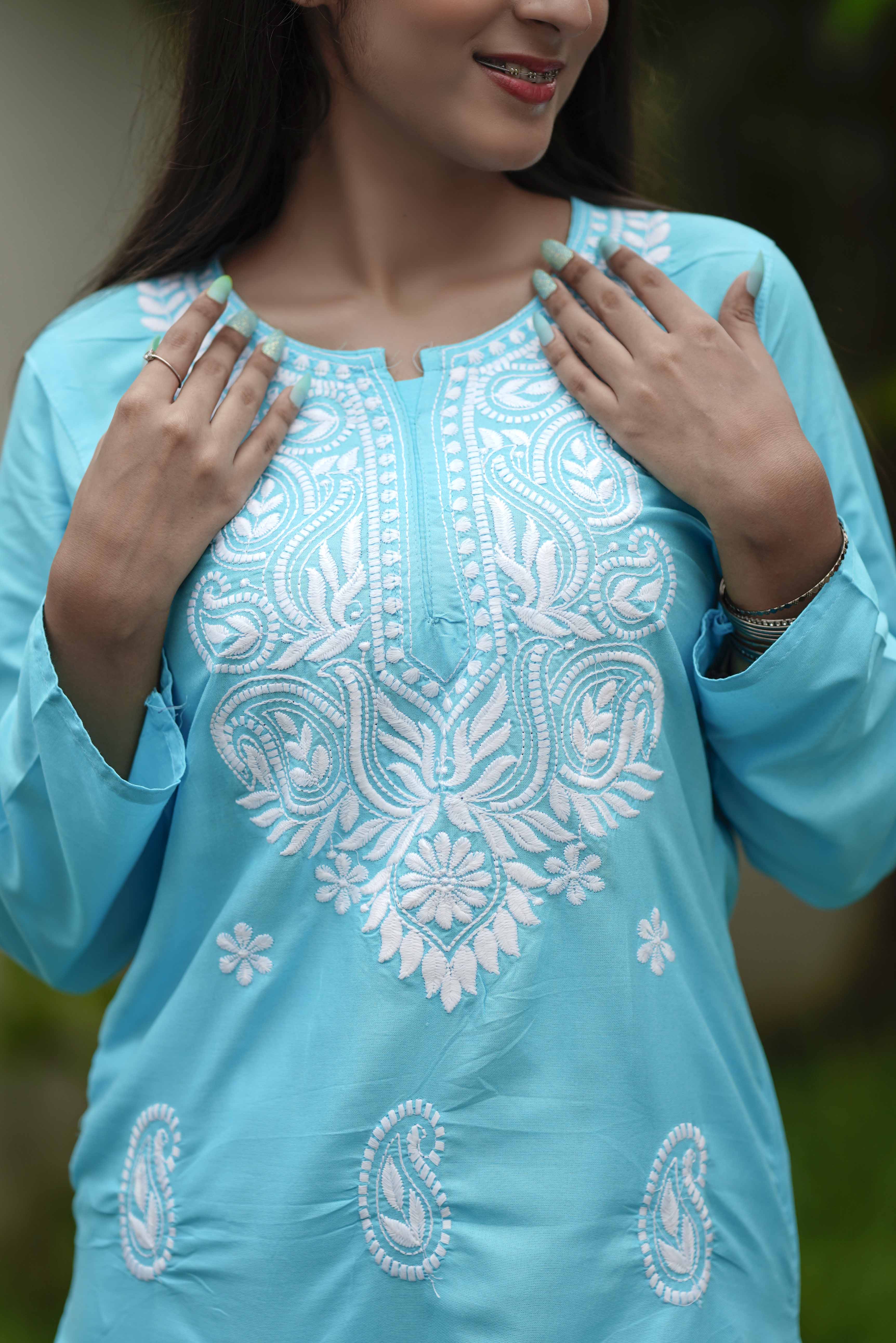 ZARA BLUE LUCKHNAVI CHIKANKARI CO-ORD SET