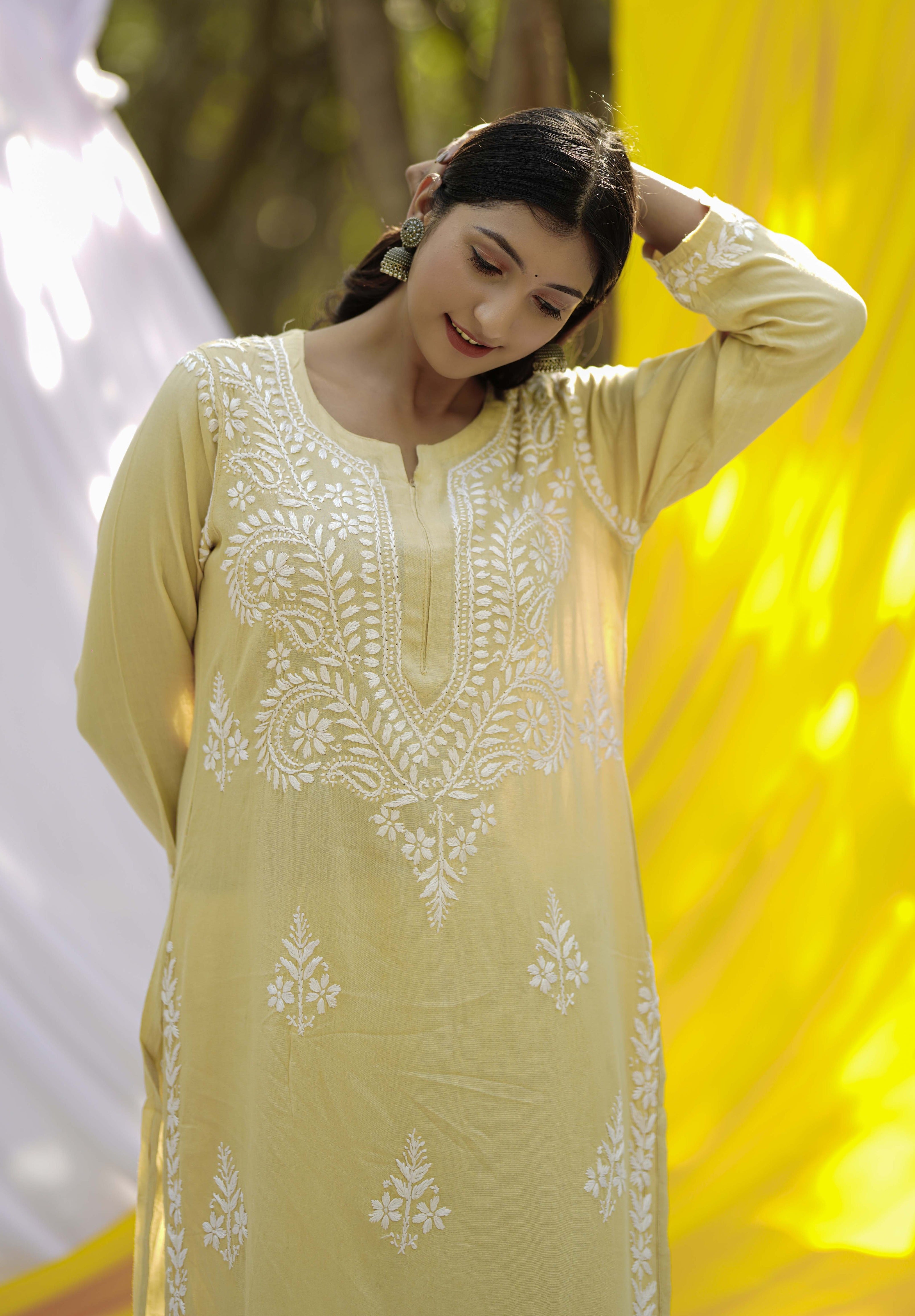 Modal Embroidered Chikankari Kurta