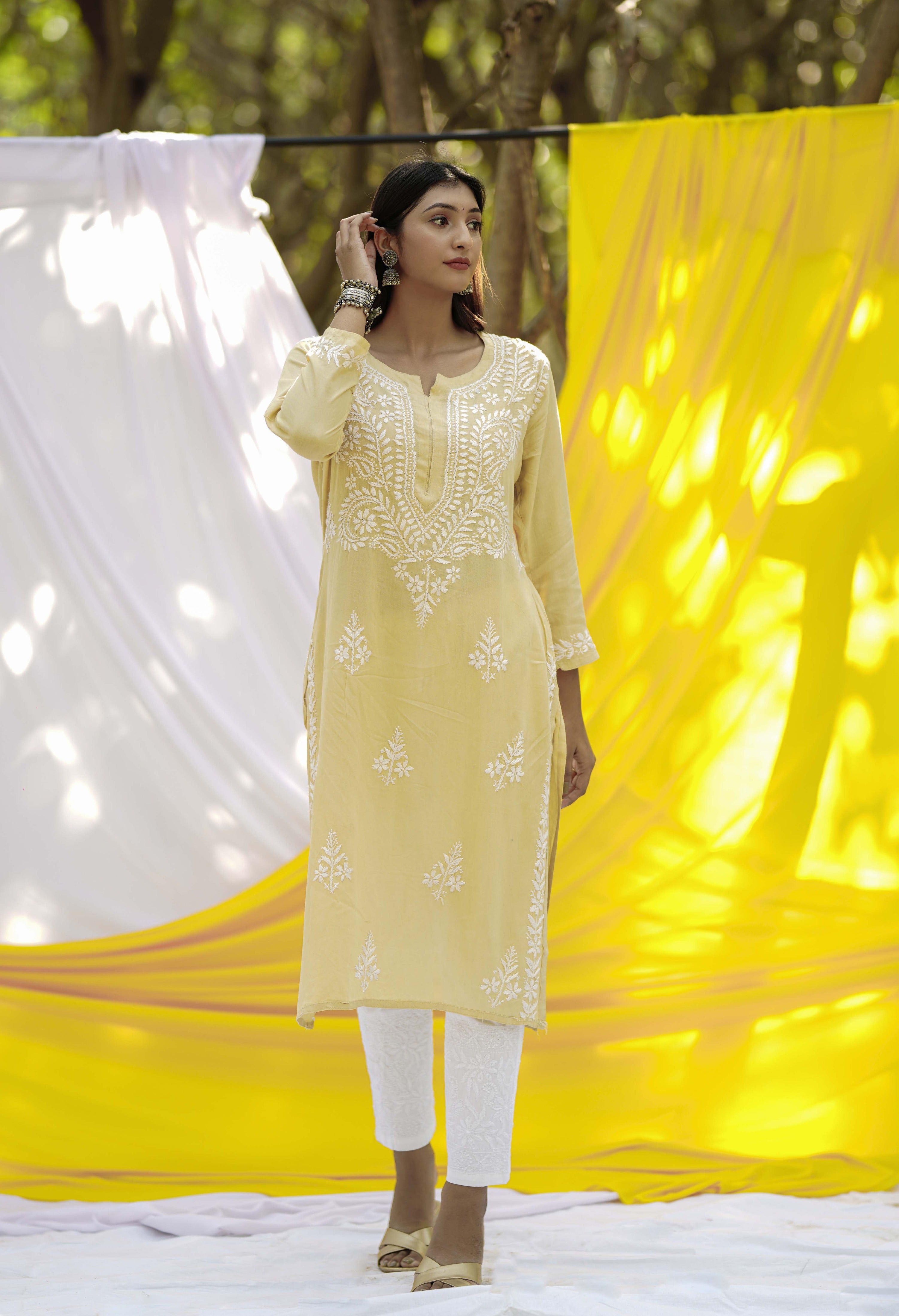 Modal Embroidered Chikankari Kurta