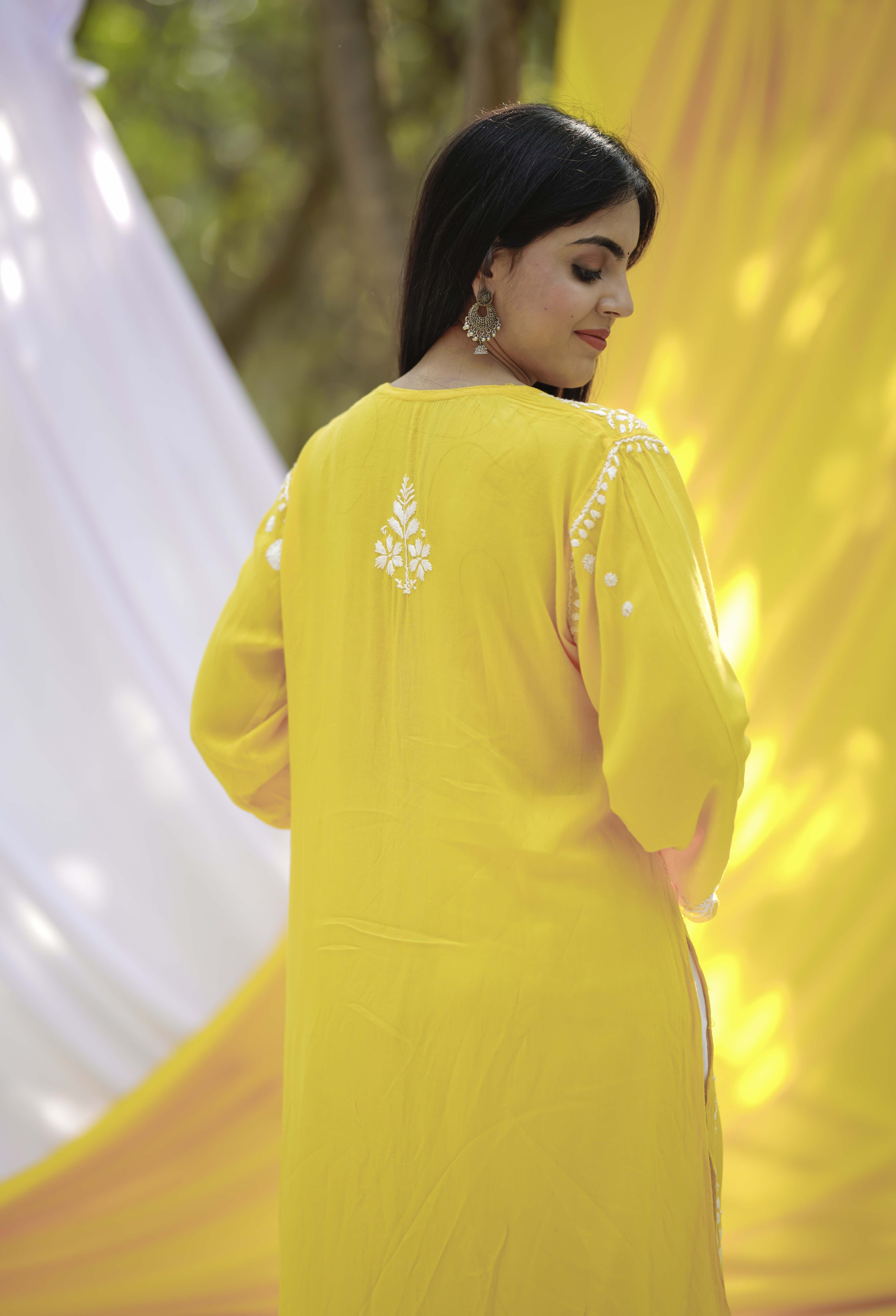 Modal Embroidered Chikankari Kurta