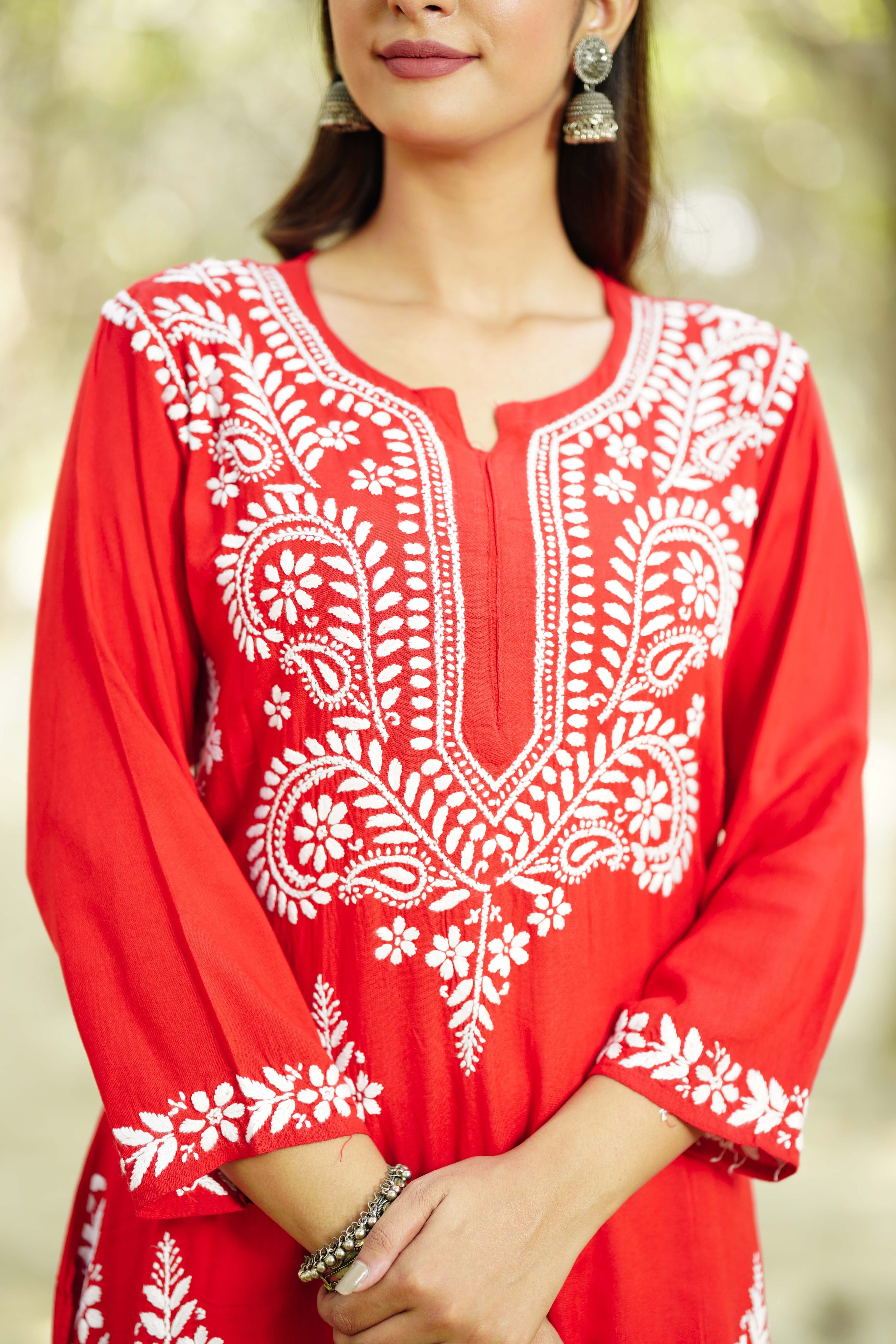 Modal Embroidered Chikankari Kurta