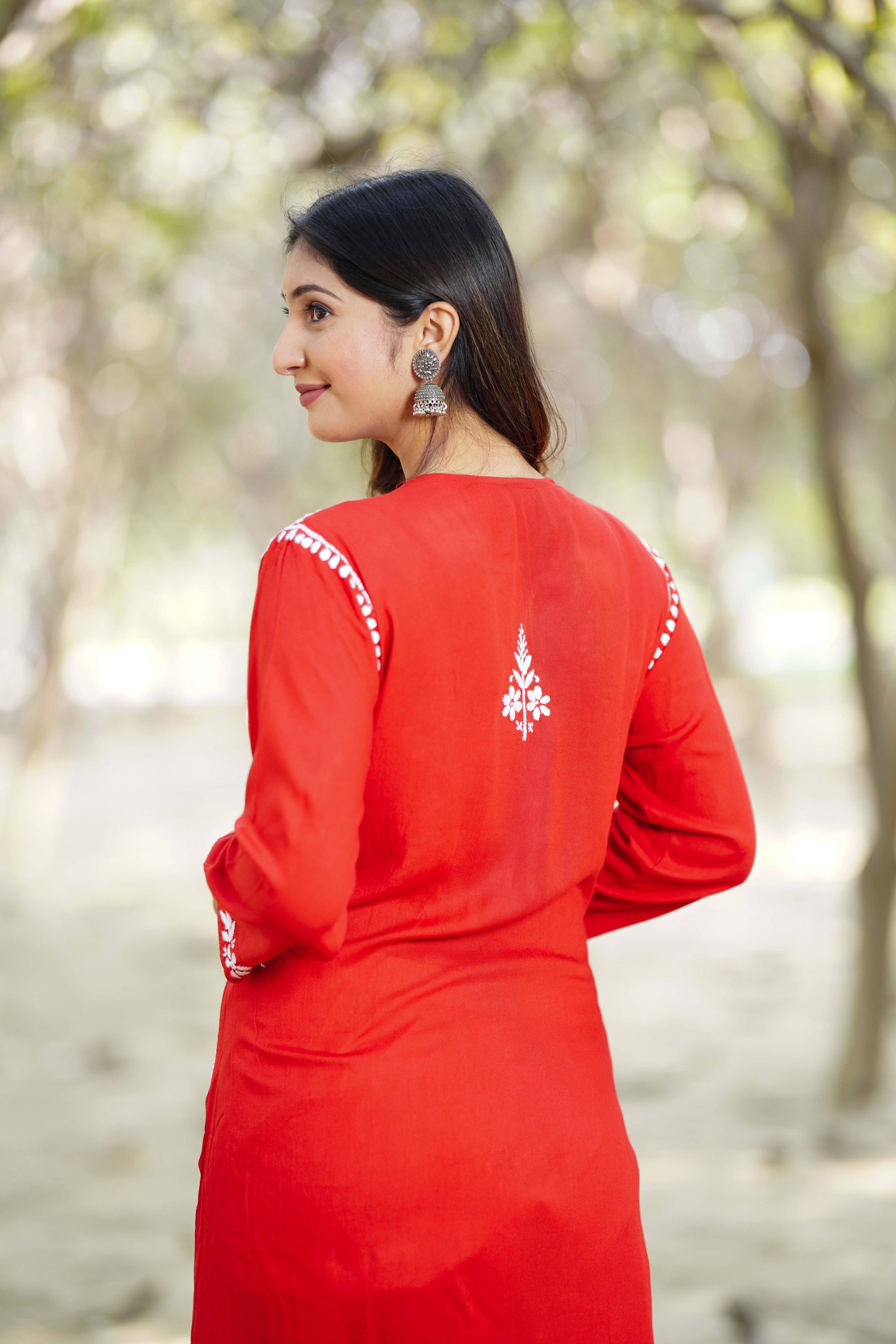 Modal Embroidered Chikankari Kurta