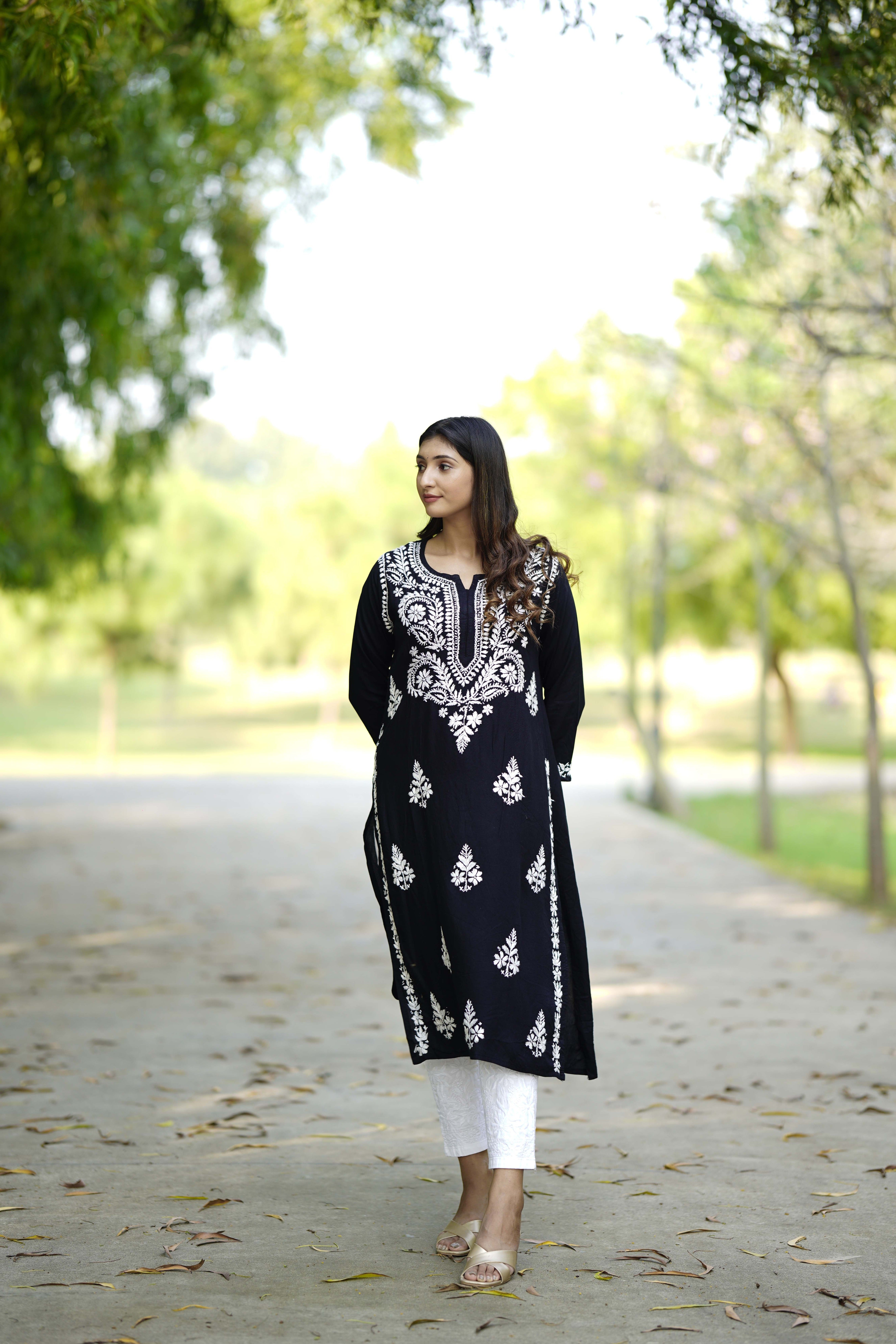 Modal Embroidered Chikankari Kurta