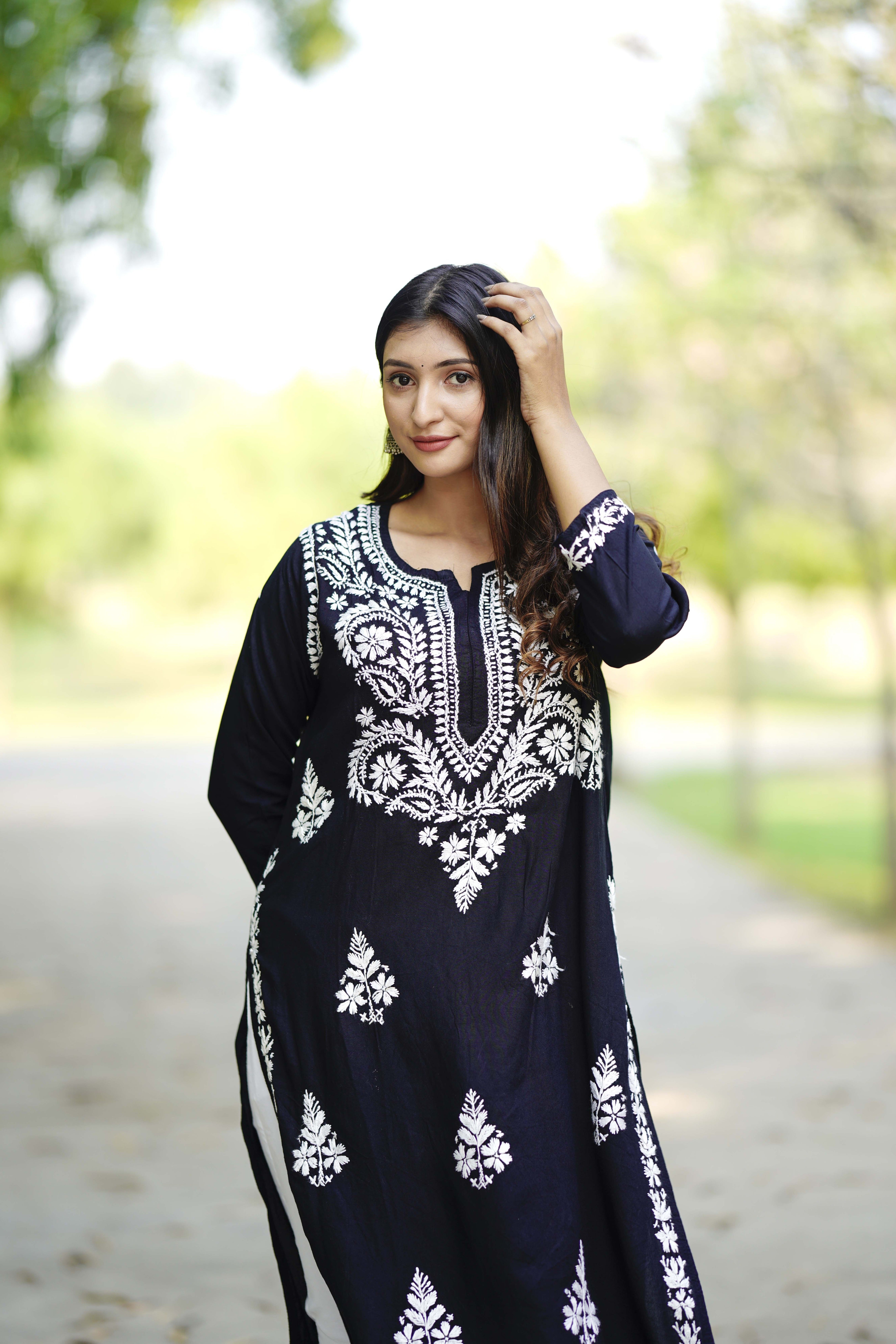 Modal Hand Embroidered Chikankari Kurta