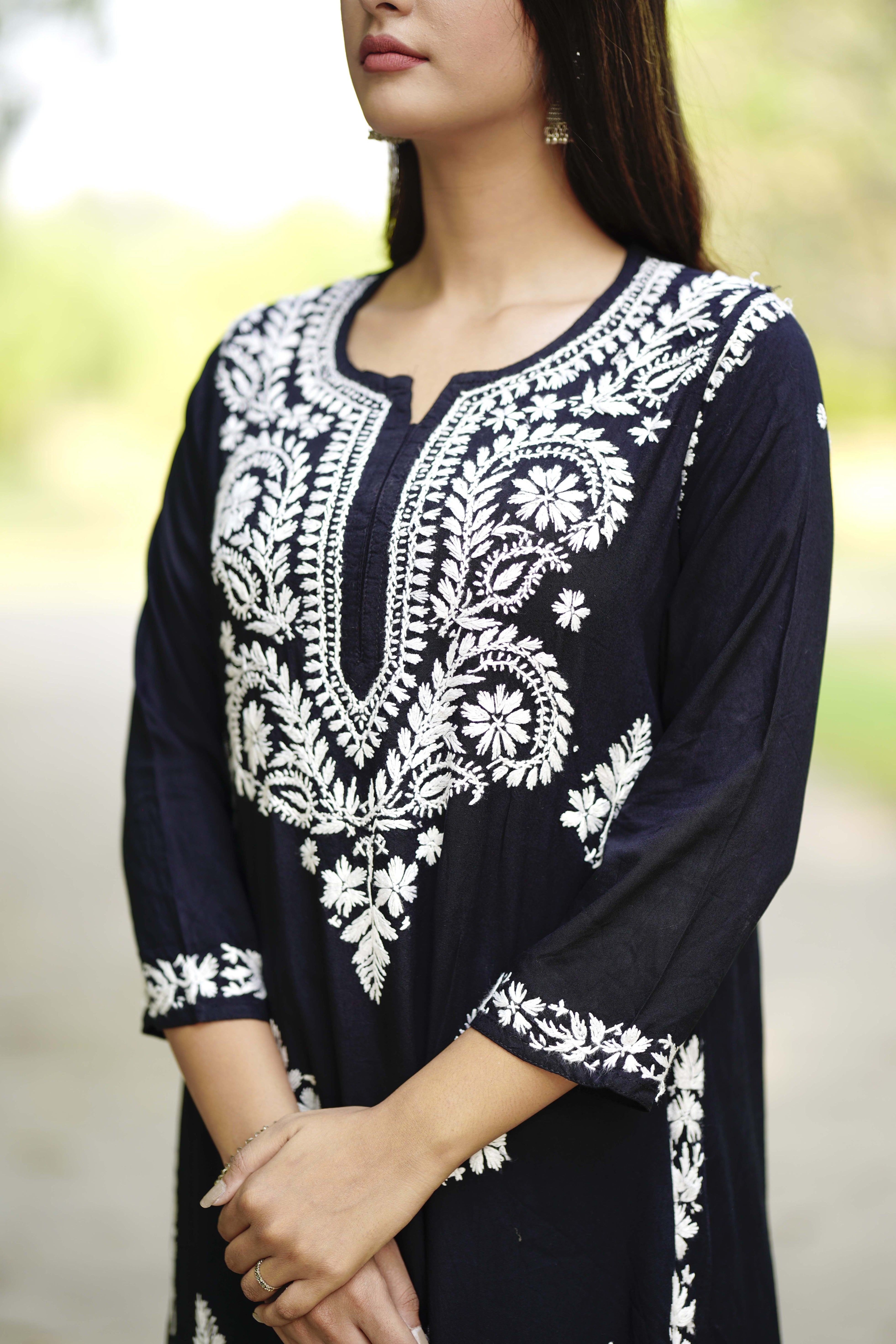 Modal Embroidered Chikankari Kurta