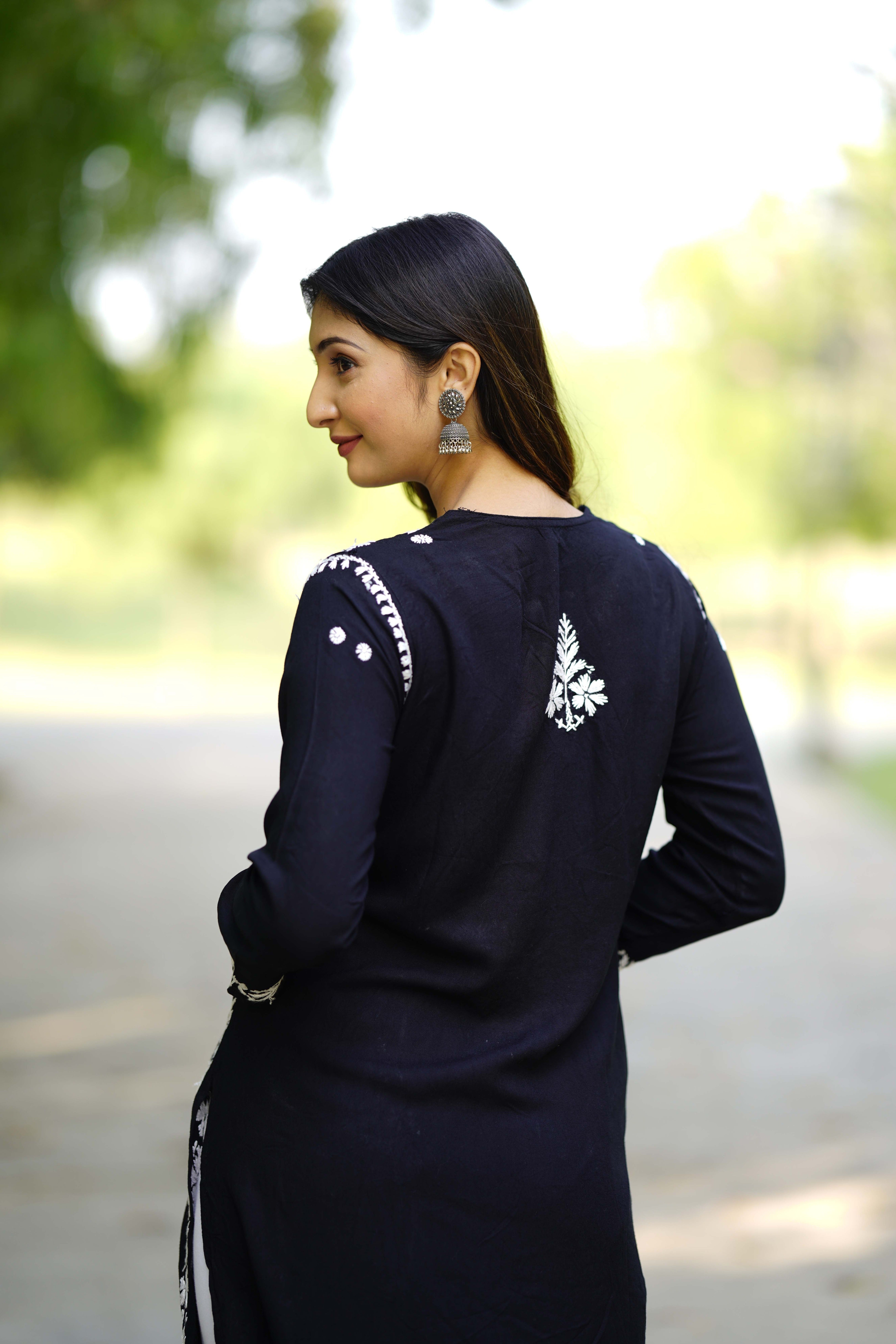 Modal Embroidered Chikankari Kurta