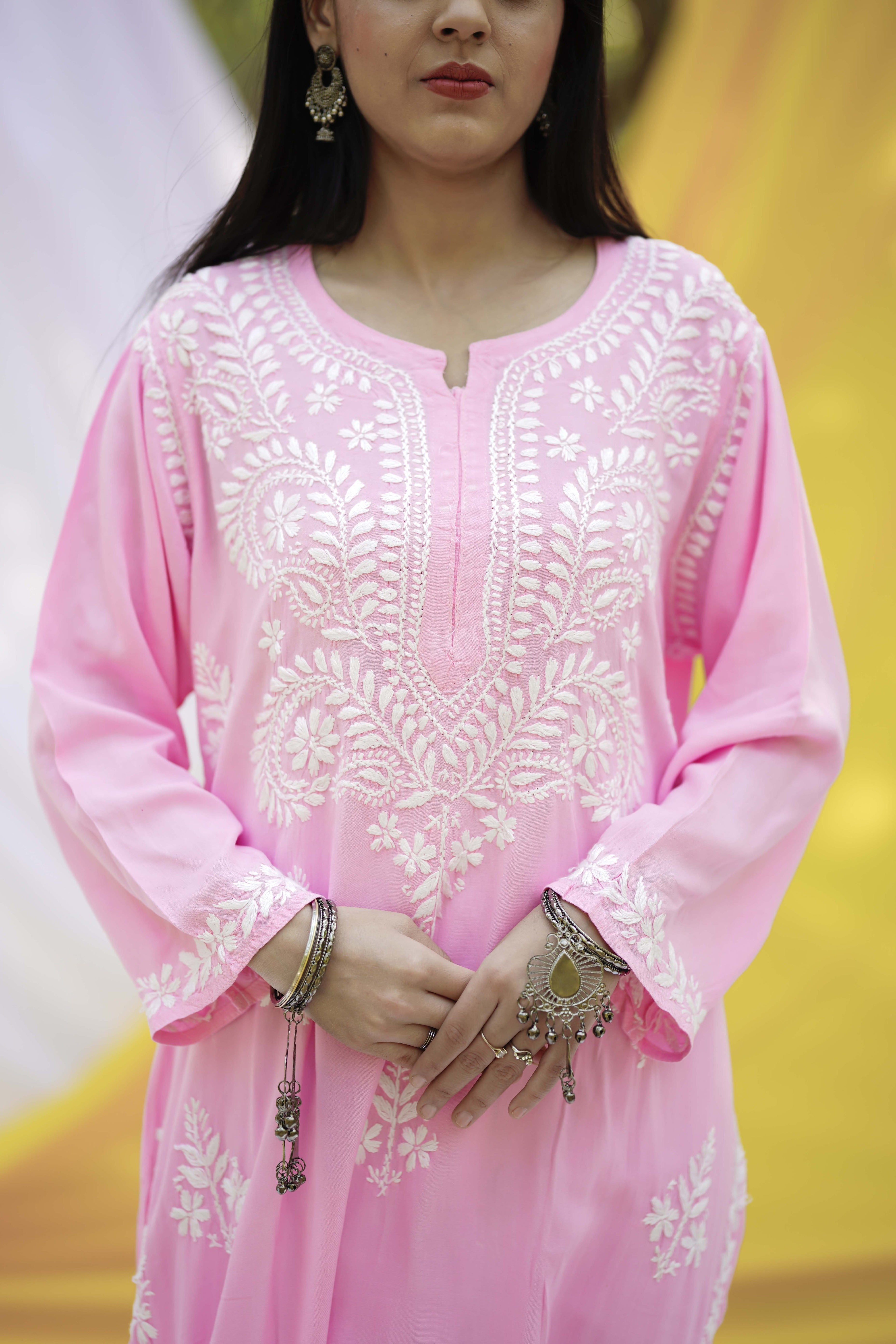 Modal Embroidered Chikankari Kurta