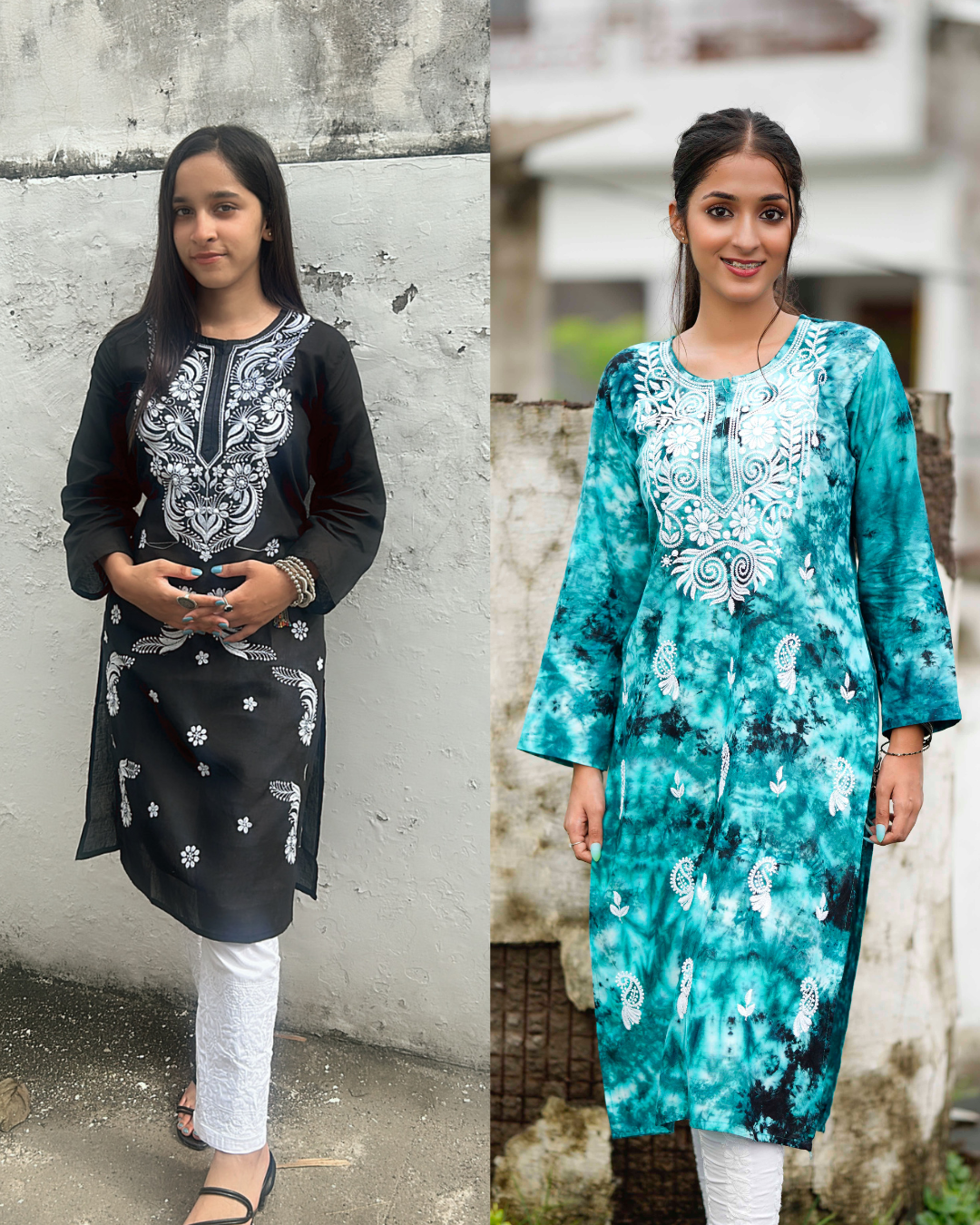 Sea Black Chikankari Combo