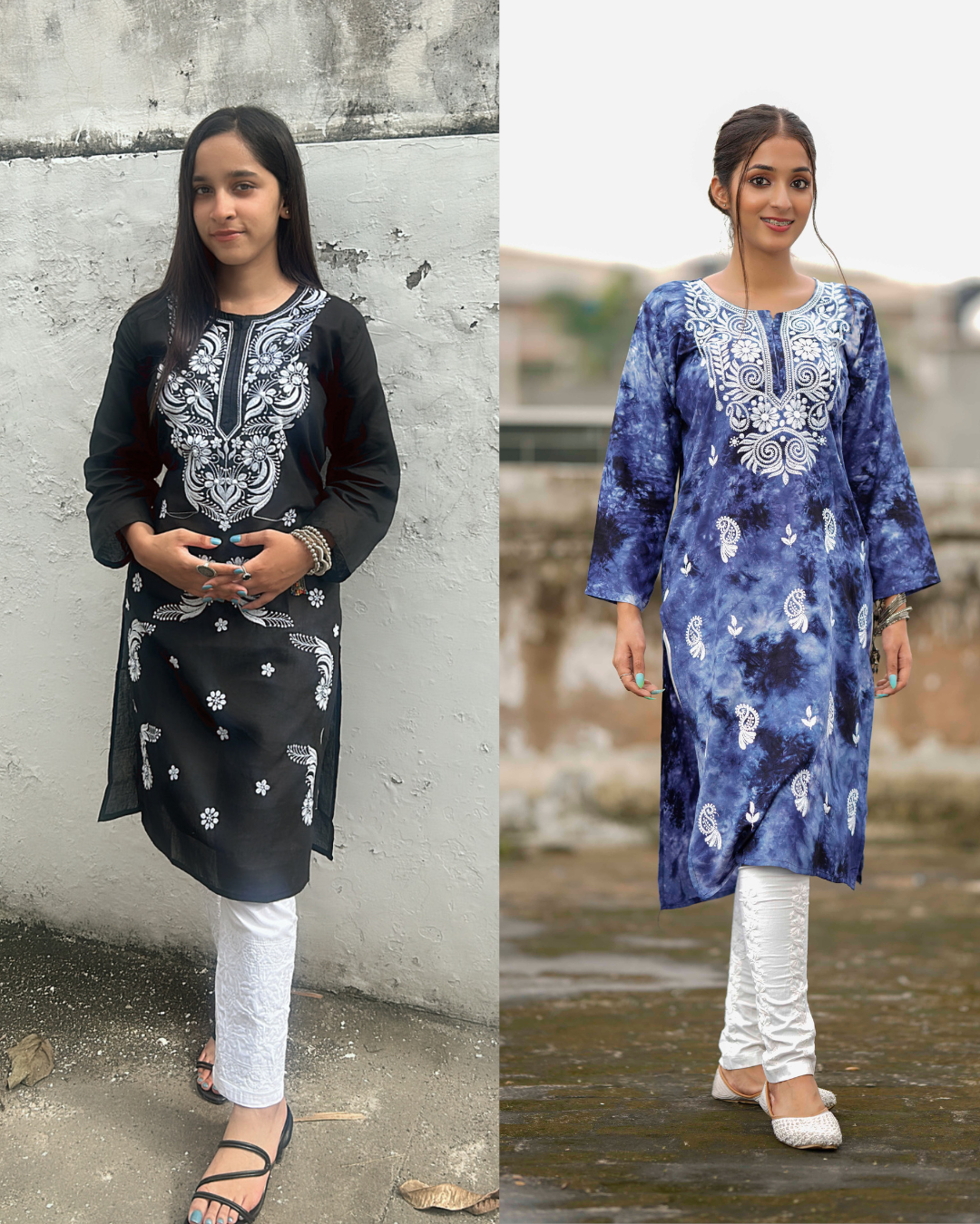 Black & Blue Gradient Chikankari