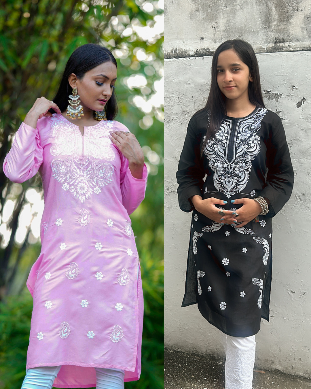 Black & Pink Chikankari Combo