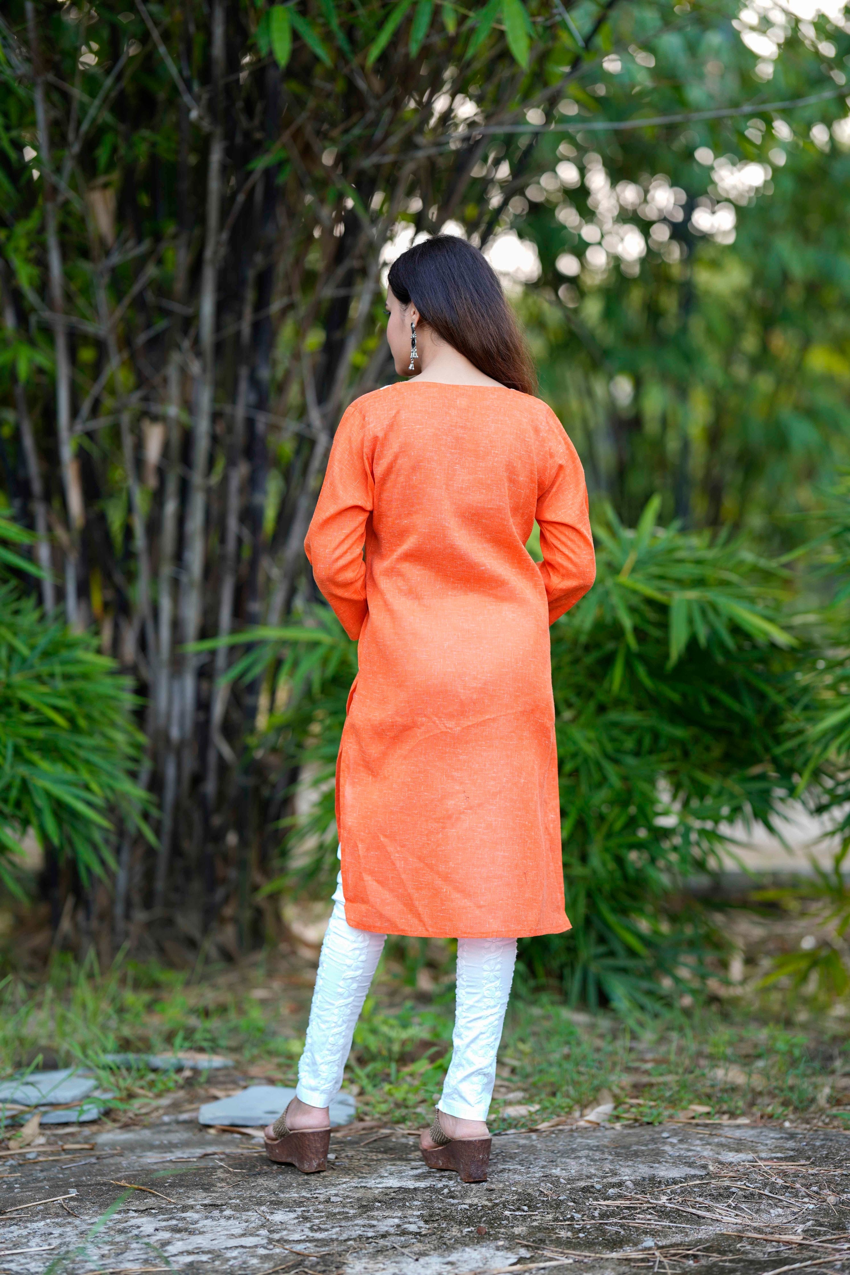 Purple & Orange Chikankari Anarkali/Kurta Combo