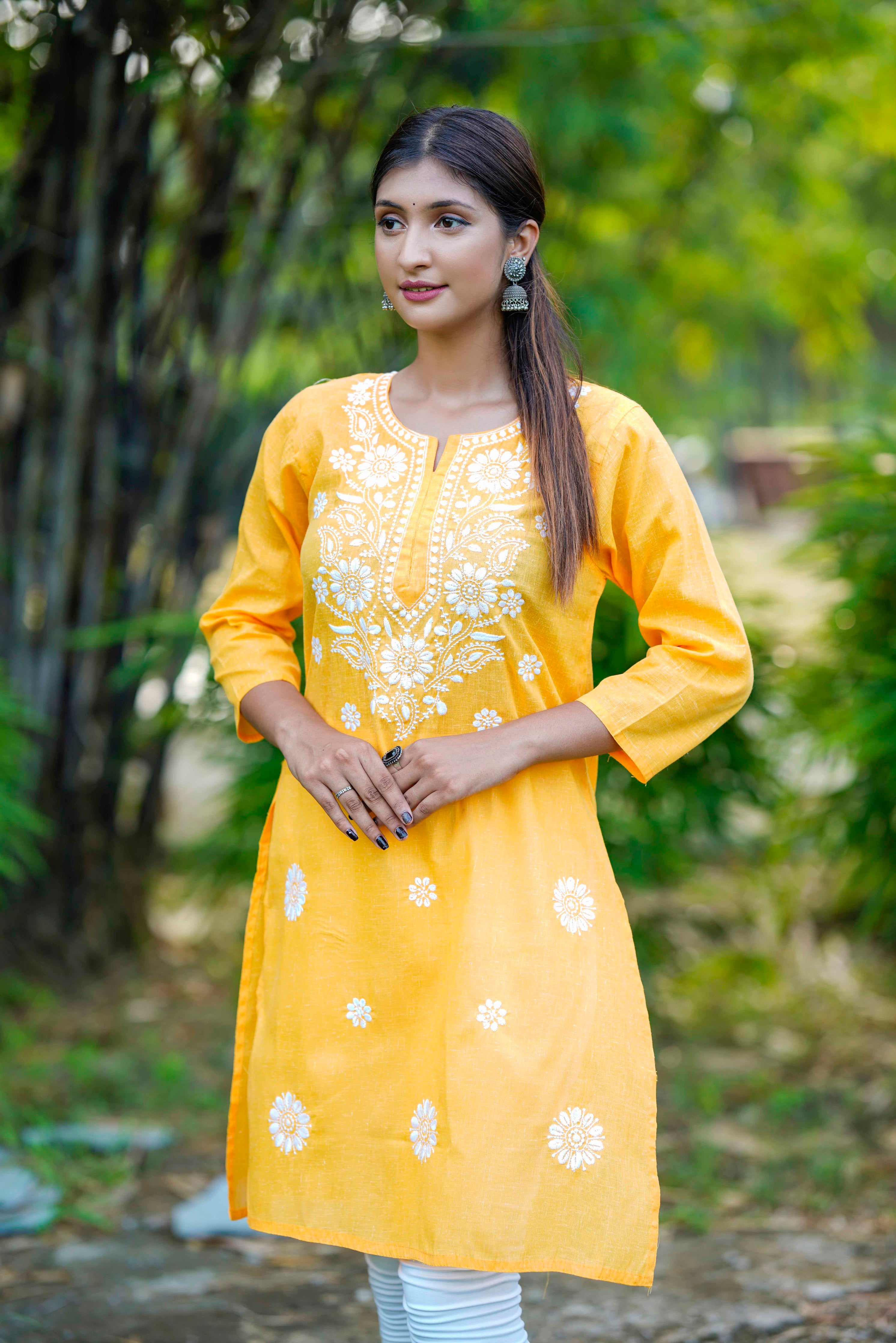 Yellow Luckhnavi Chikankari Kurta