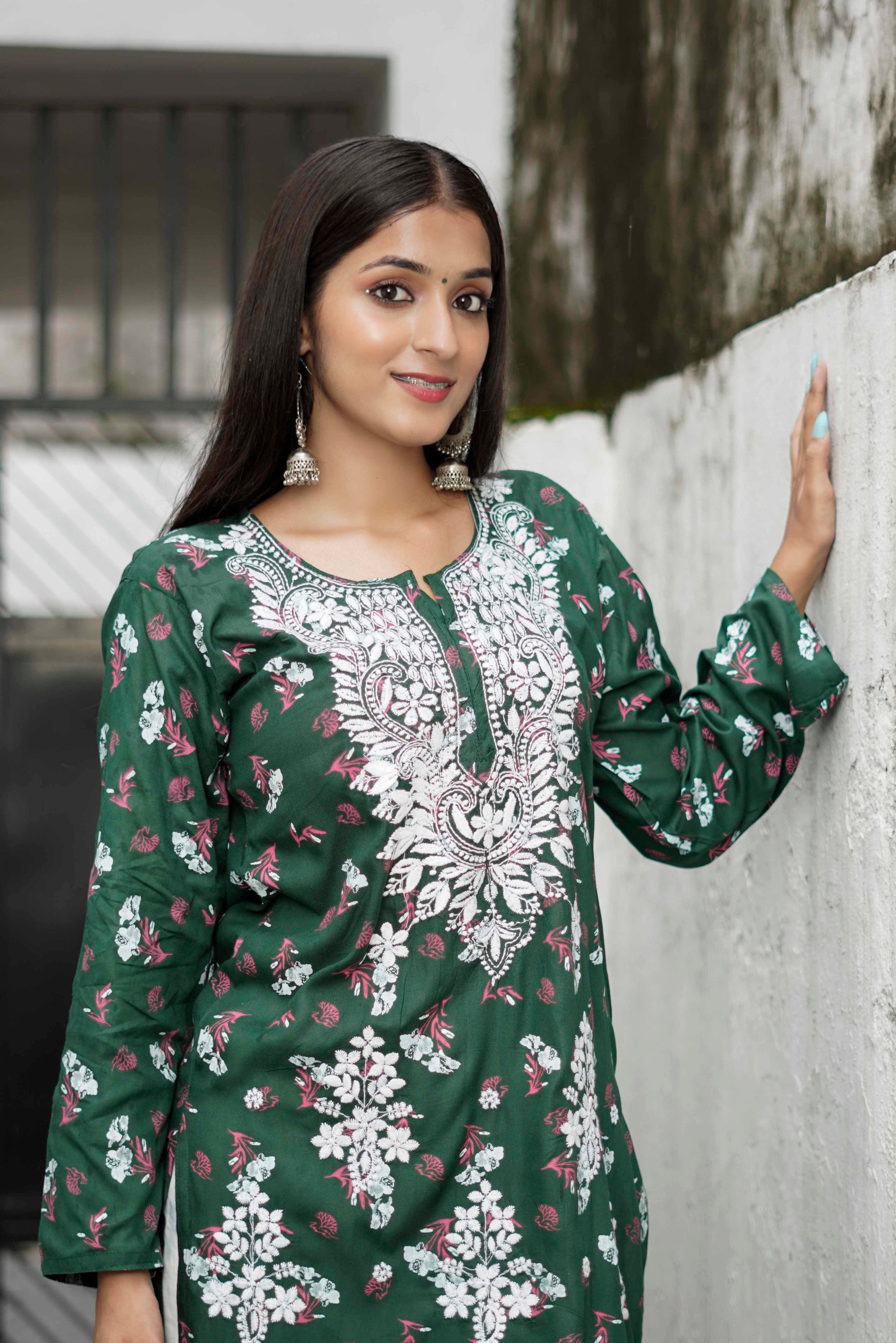 Green & Blue Aura Chikankari Combo