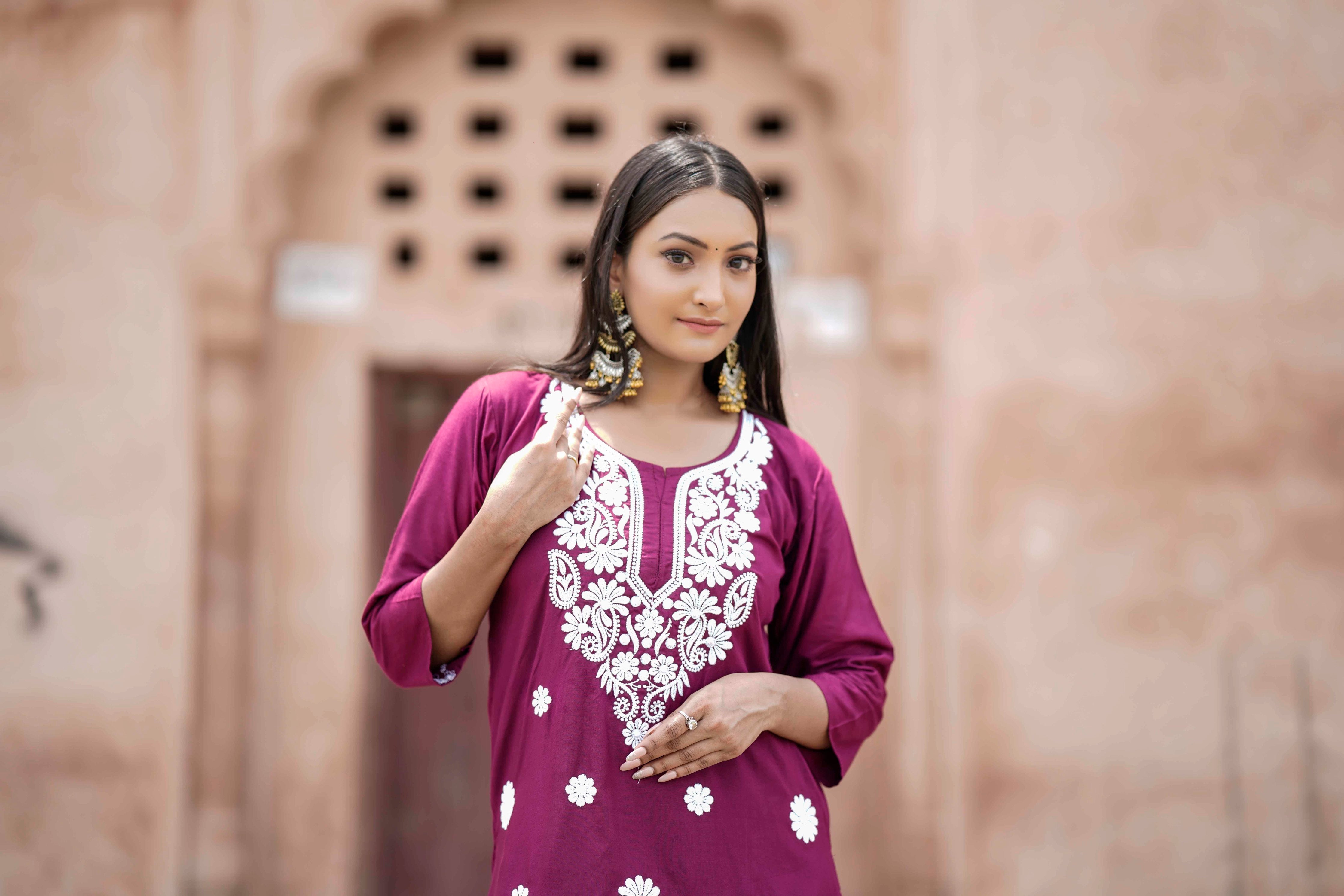 LAVENDER MODAL CHIKANKARI CO-ORD SET