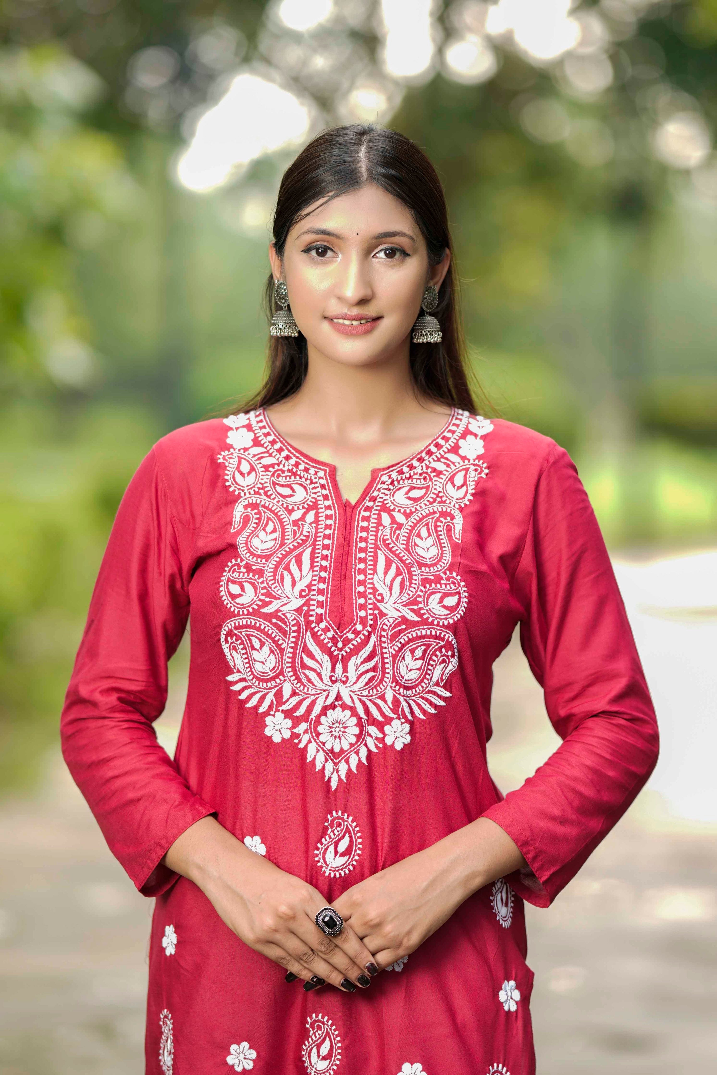 Red Appricot Premium Chikankari Combo