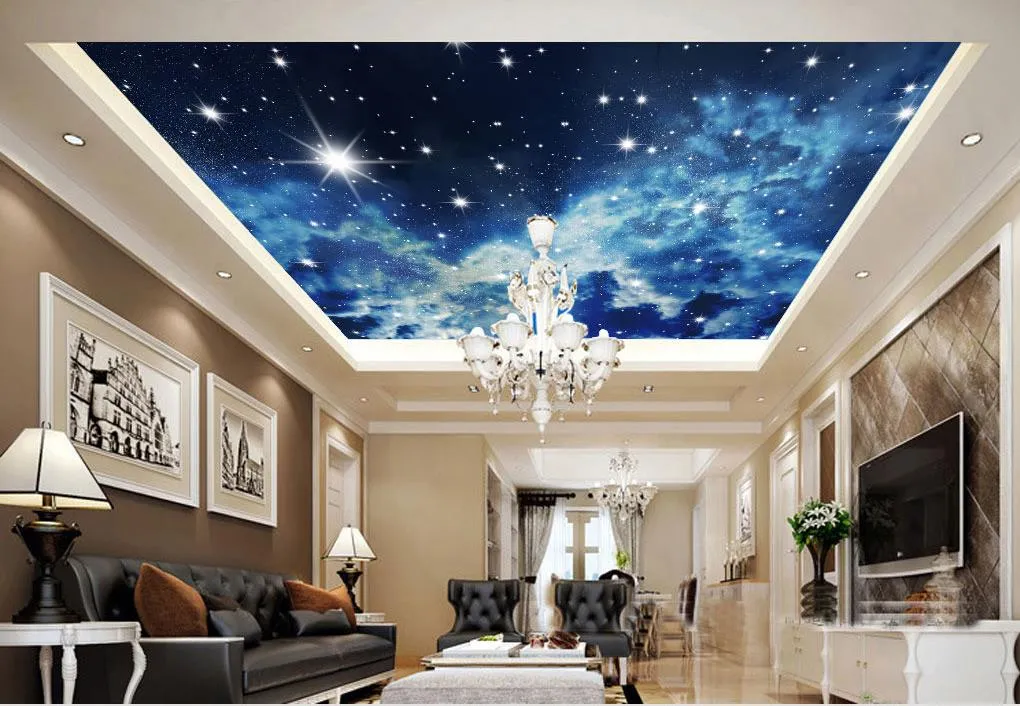 3D Wallpapers for Walls: Modern Stereo Sky Ceiling Wallpaper, Customizable Size, Ideal 3D Ceiling Art for Bedroom, Living Room Decor