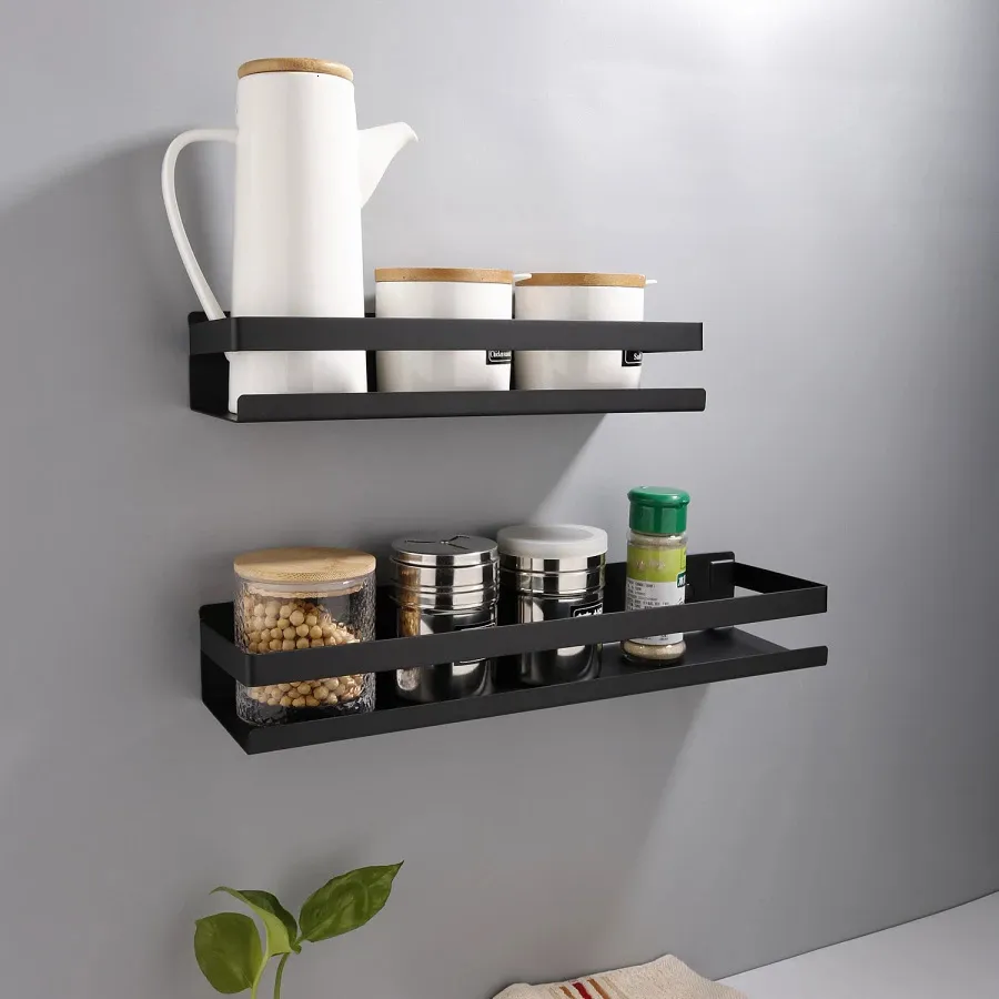 Modern Matte Black Bathroom Corner Shelves: Maximize Storage in Your Shower and Kitchen