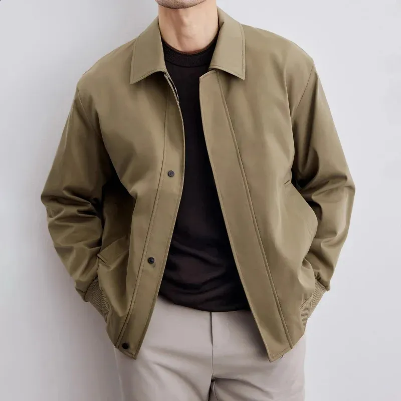 Men's Solid Collar Spring Korean Executive Jackets, Fashionable High-Quality Work Jackets with Button Pockets, Splicing Design, 2024 Collection