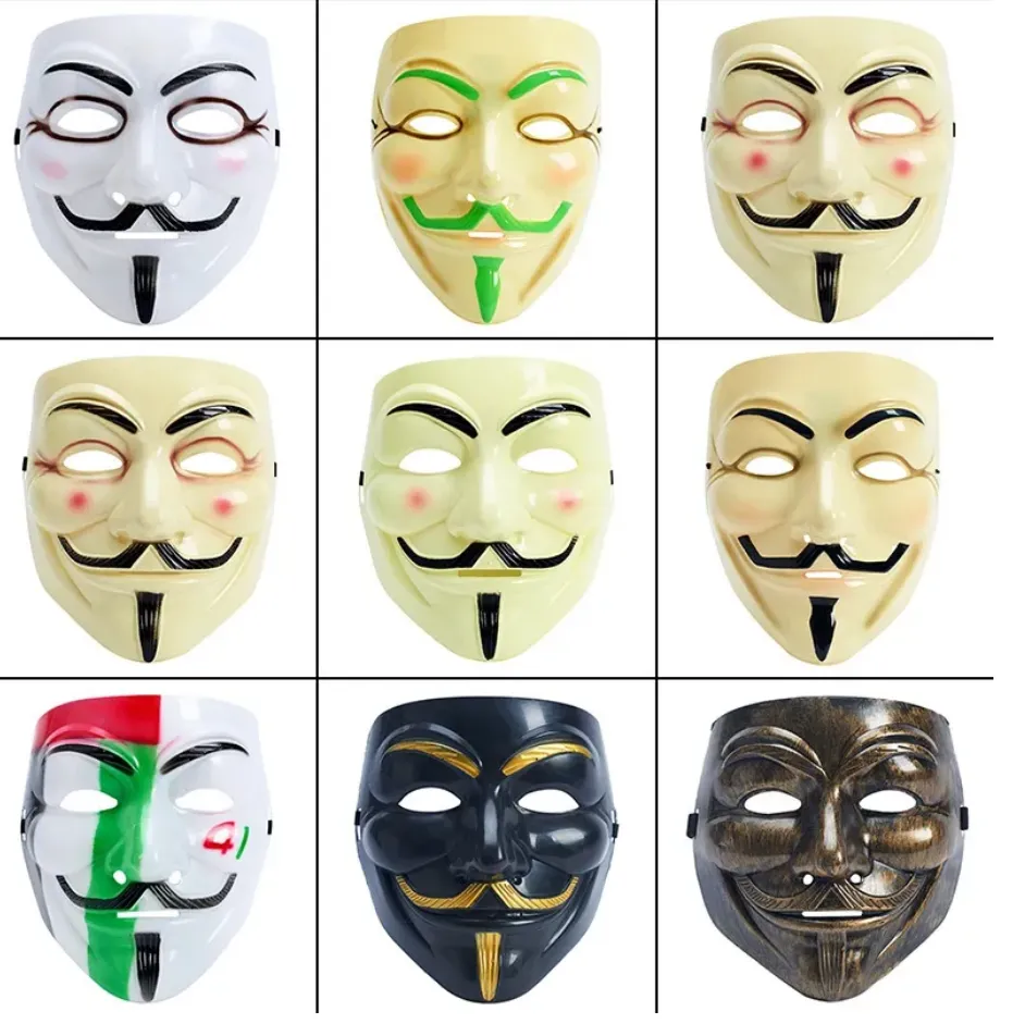 Full Face Costume Mask - Themed Party Decoration Props, Lightweight Halloween Masquerade Masks for Adults, V Style