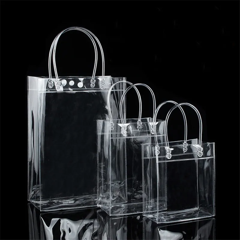 Transparent Plastic Bag: 8 Size PVC Gift Bag, Eco-Friendly with Snap Closure, Lightweight for Daily Use