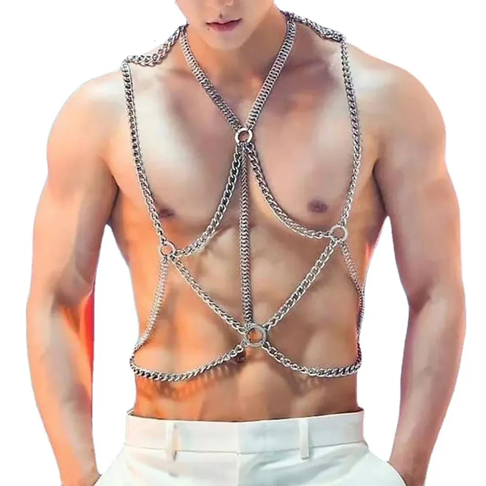 Mens Sexy Wear Body Chain - Hollow Metal Bondage Flirting Props, Sexy Male Outfits, Fashion Chains Lingerie, Nightclub Costume