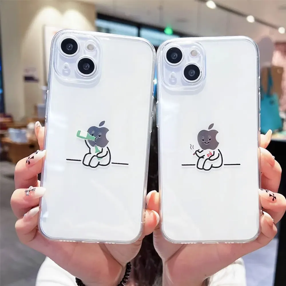 Cute iPhone Cases: Clear Phone Cover with Abstract Couple Design for Lightweight Daily Use